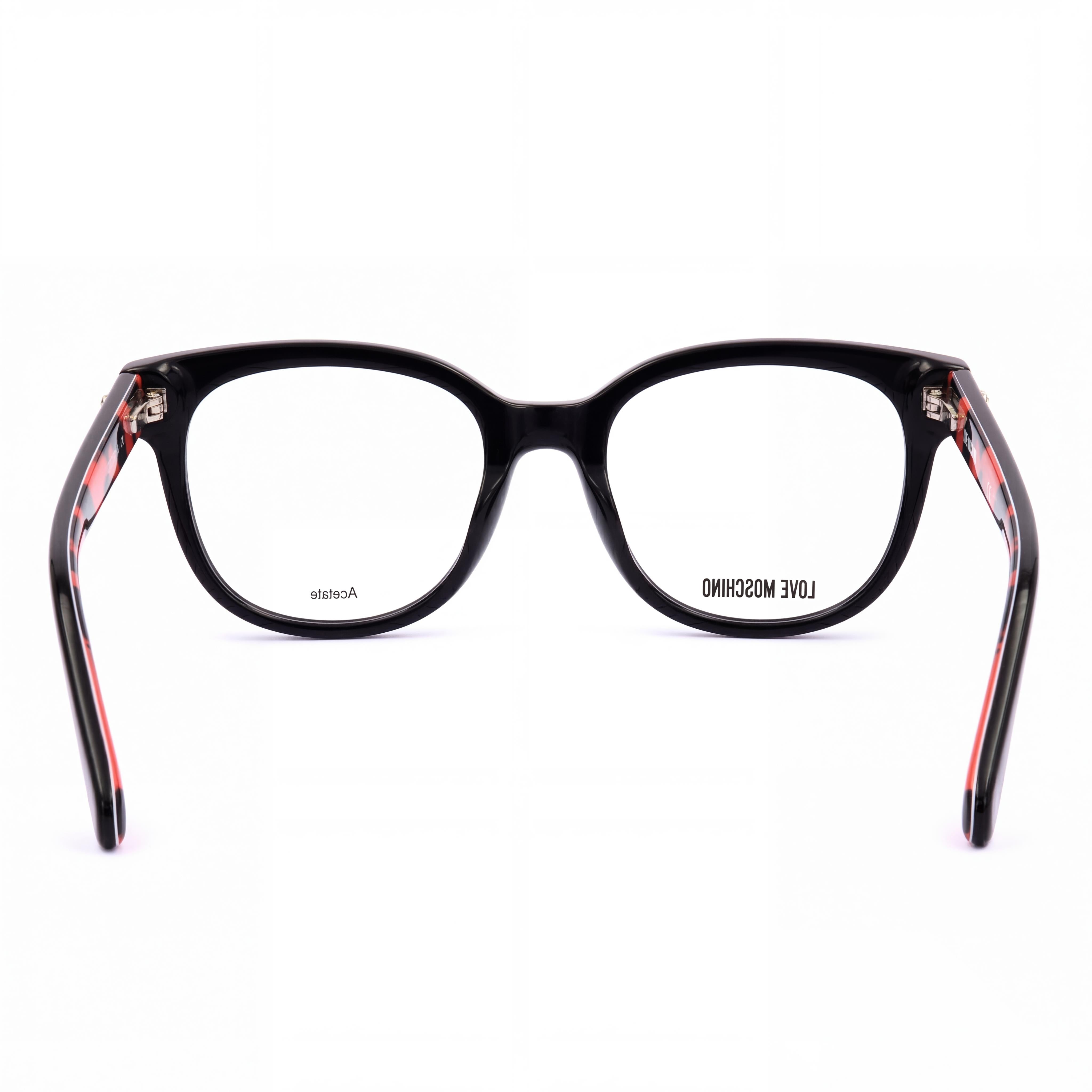 Gafas Moschino Love Mol599 para mujer, montura de acetato roja con diseño moderno negro y lentes no polarizadas, 51 mm, Photo 4