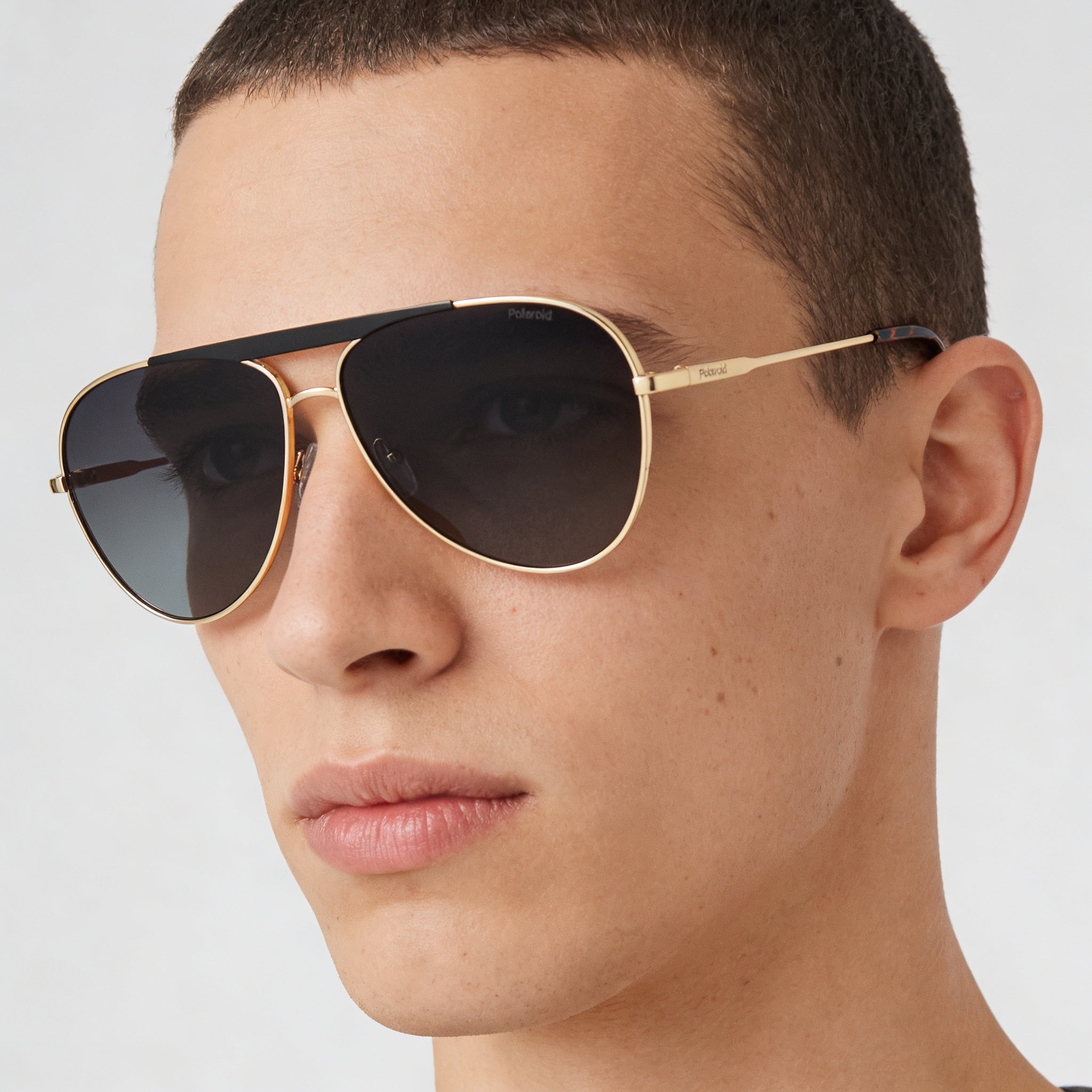 Gafas de sol unisex Polaroid Casual, color dorado, negro, aleación de acero, gris, con protección UV, 61 mm, Photo 3