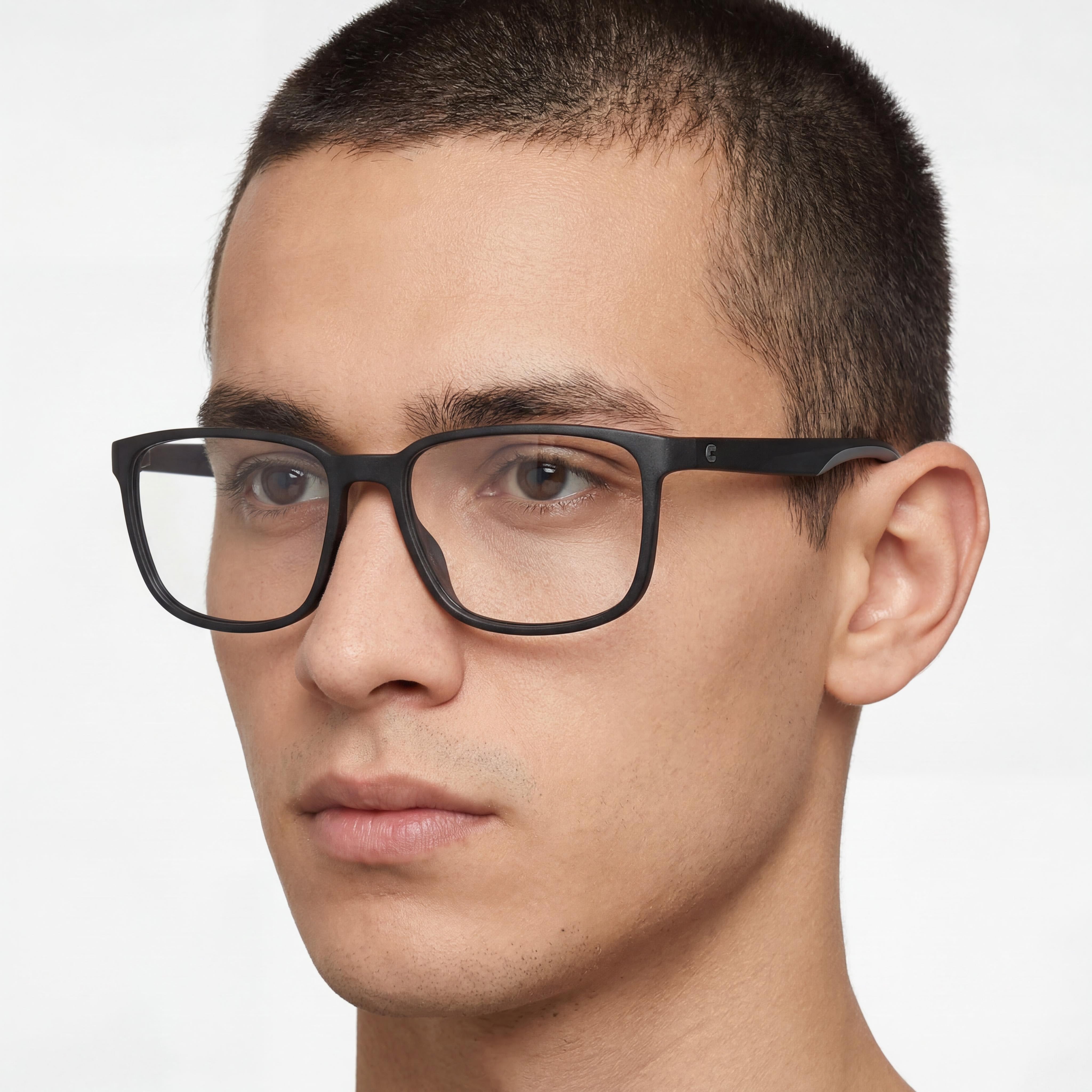 Gafas de sol Carrera 8894 modernas unisex con montura de poliamida negra mate y lentes de policarbonato grises de 55 mm, Photo 4
