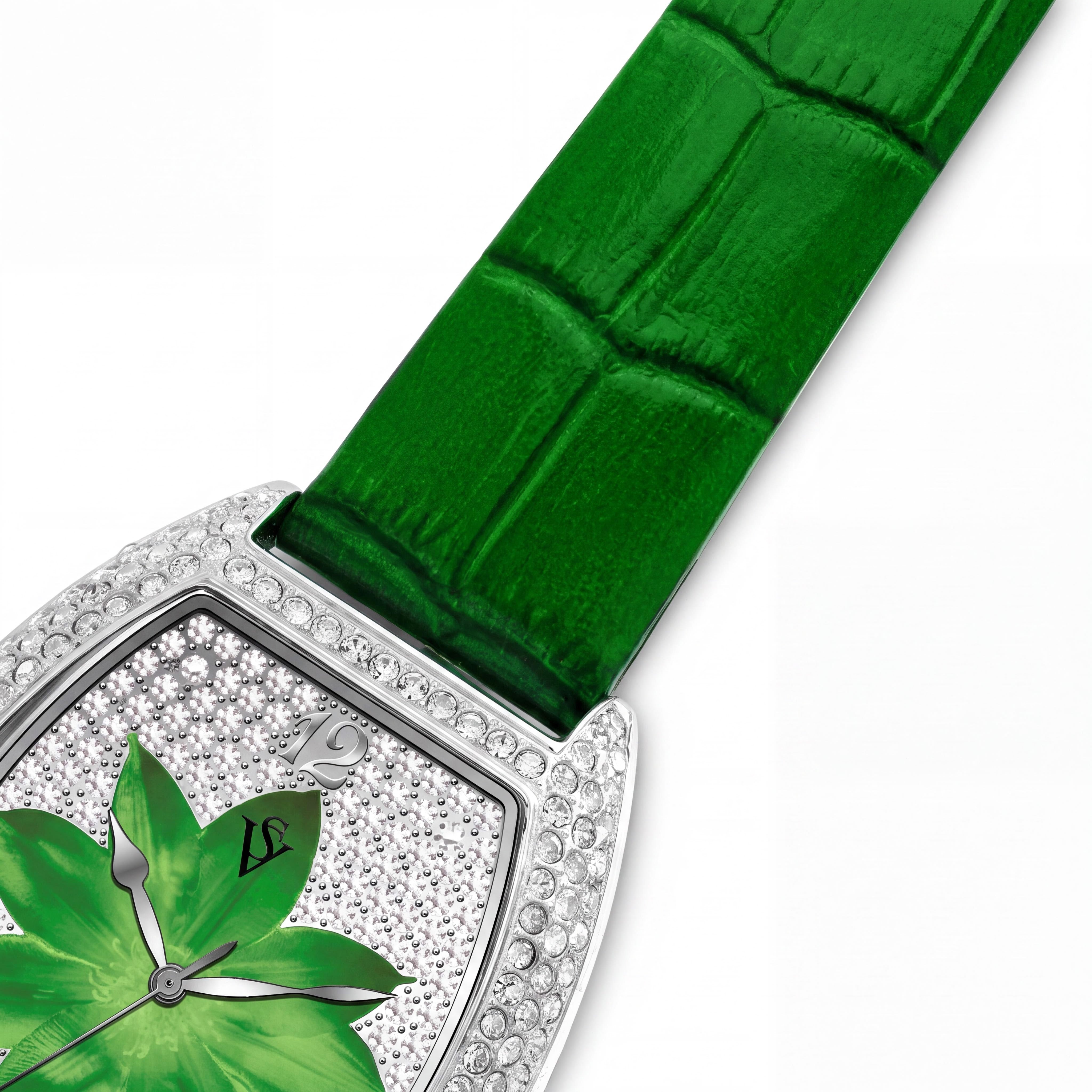 Christian Van Sant CV4853 Modern Women's Green Dial Stainless Steel Leather Strap Quartz Water Resistant Watch, Photo 3