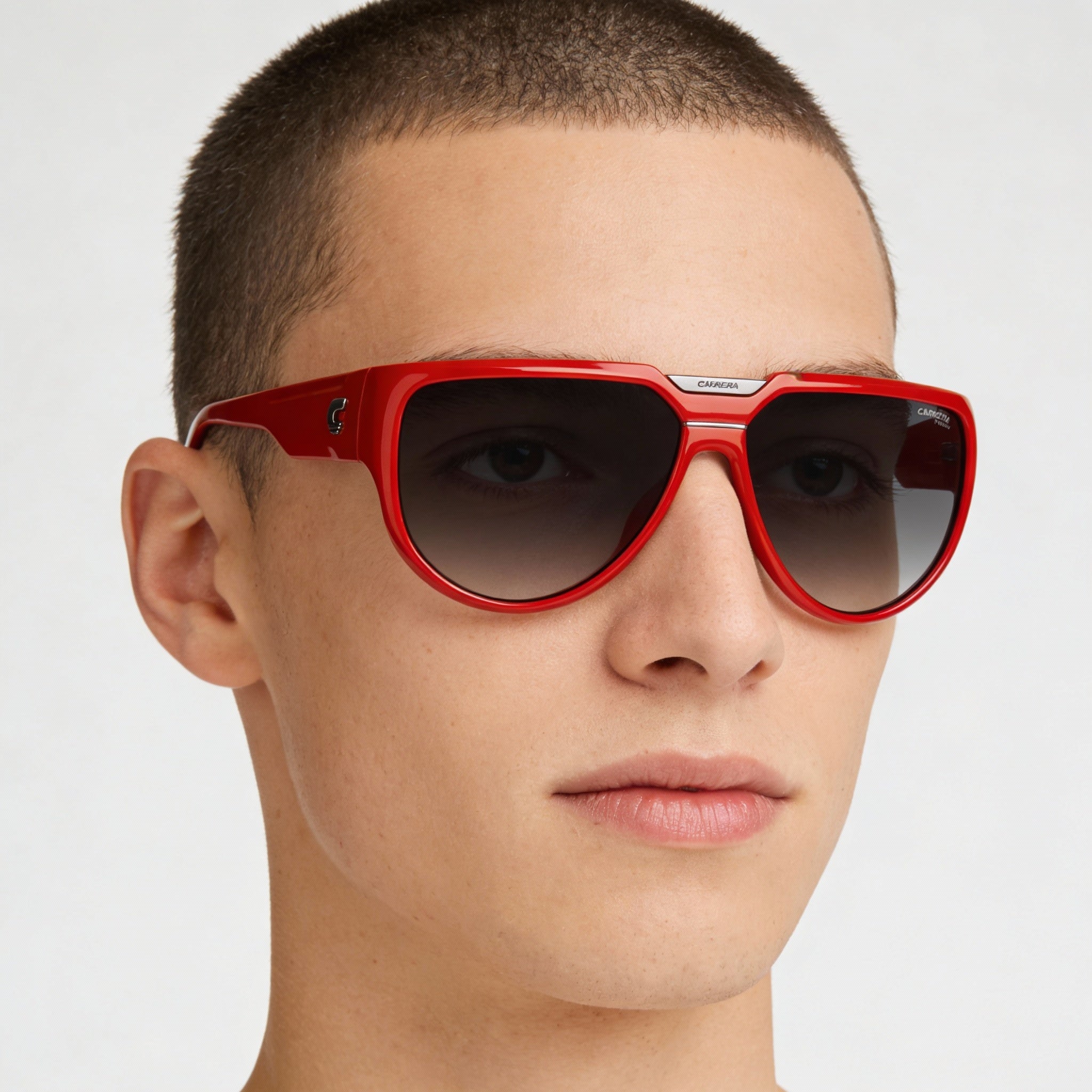 Carrera FLAGLAB 13 Unisex Modern/Trendy Red Injection Propionate Frame Sunglasses, Dark Grey Shaded Lenses, UV Protection, 62mm, Photo 4