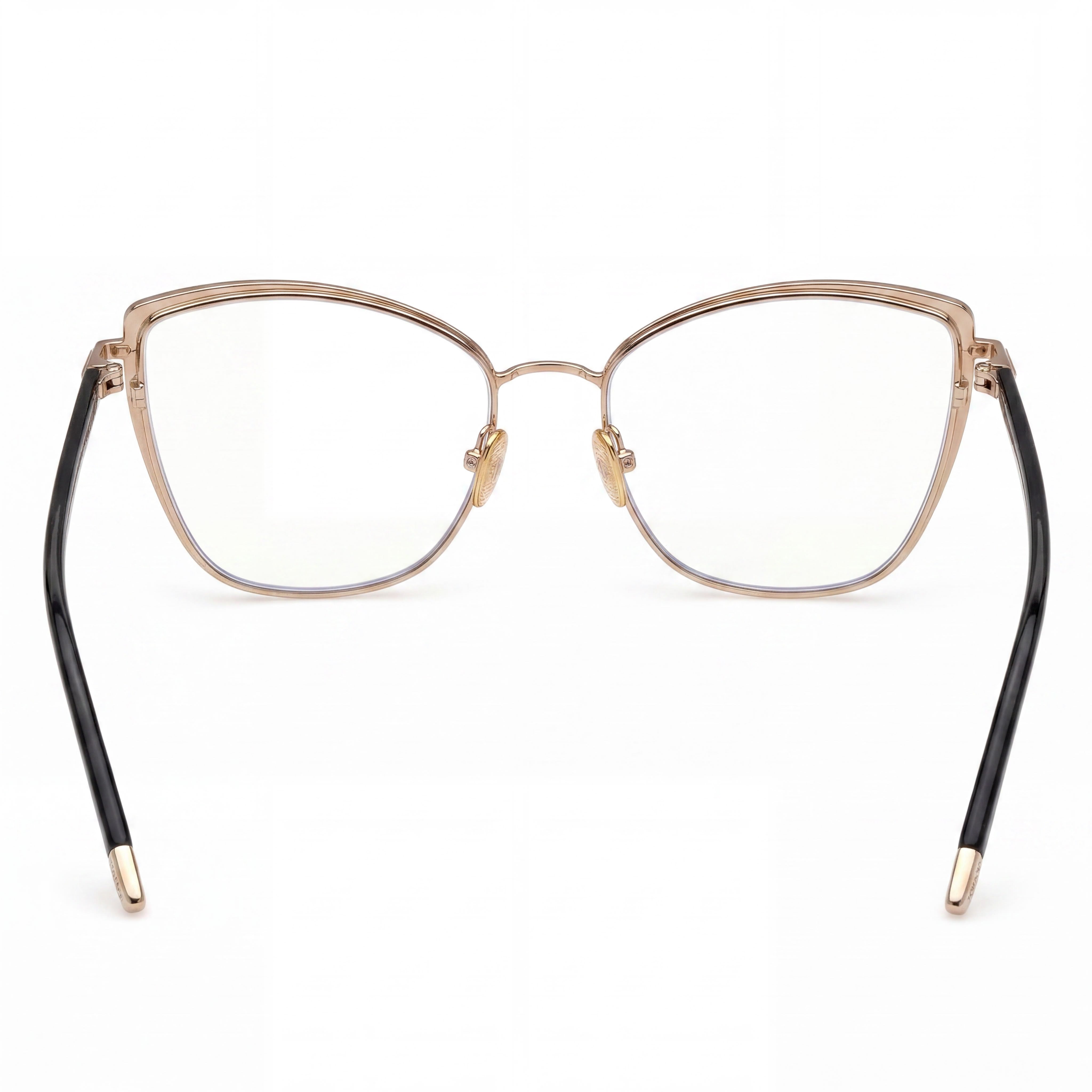 Gafas Tom Ford FT5740-B para mujer, estilo ojo de gato, de metal, con protección contra la luz azul, sin montura, esmaltadas en negro, oro rosa, 54 mm, Photo 4