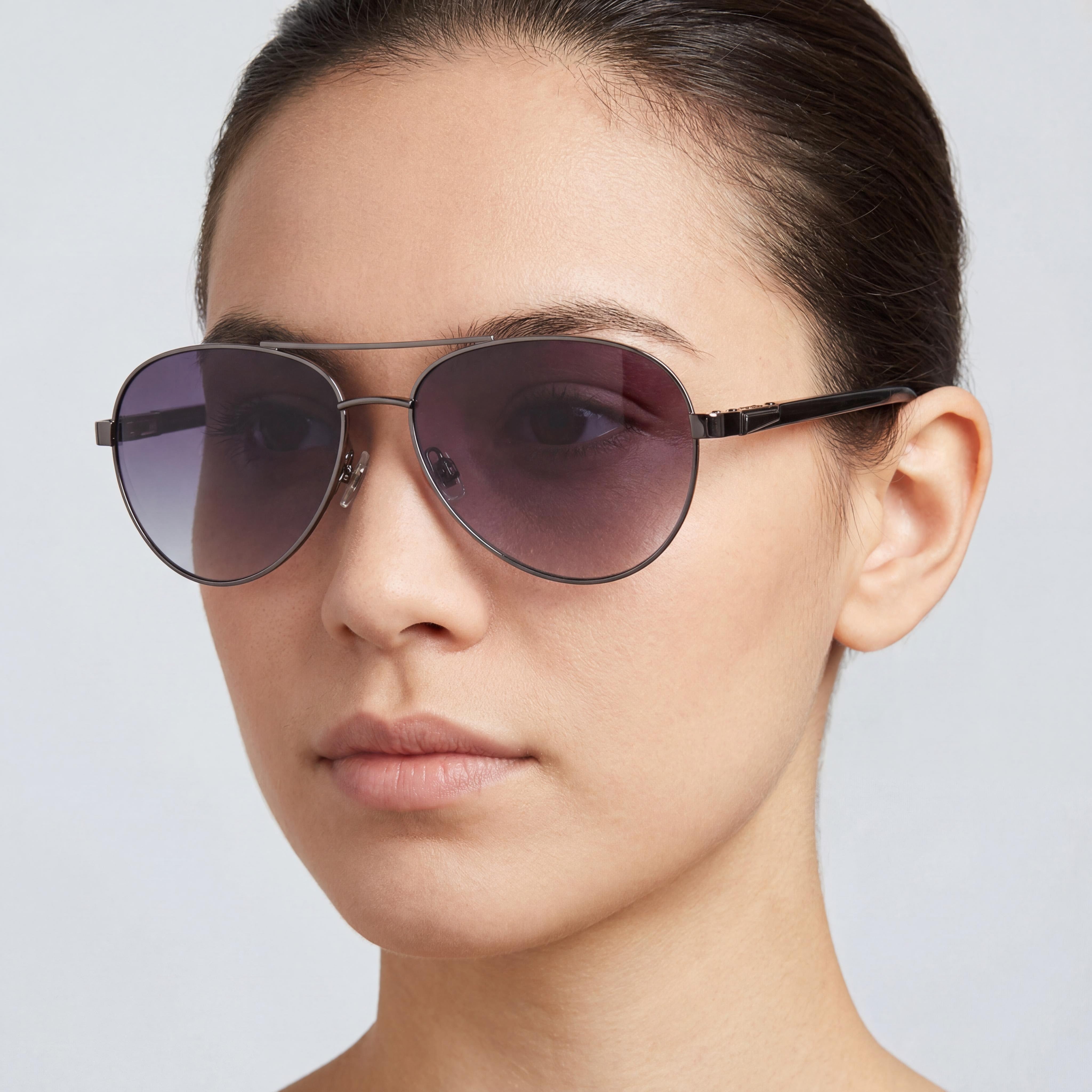 Fossil Fos 3101/S Unisex Aviator Dark Ruthenium Alloy Steel Frame Gray Shaded Lens UV Protected Sunglasses 58mm, Photo 5