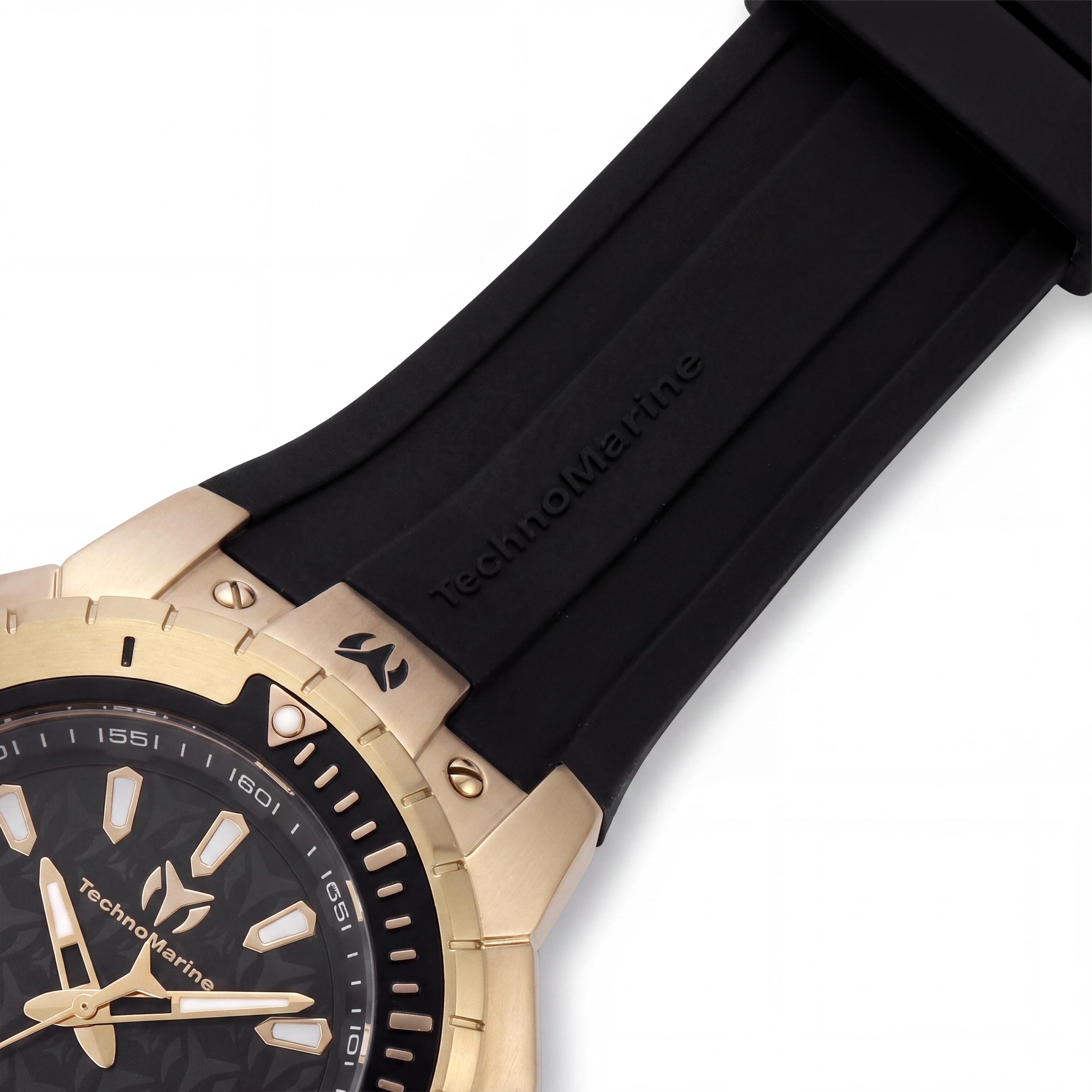 Technomarine Manta TM-224011 Men's Stainless Steel Black Dial Silicone Strap Quartz Watch 49mm, Photo 2