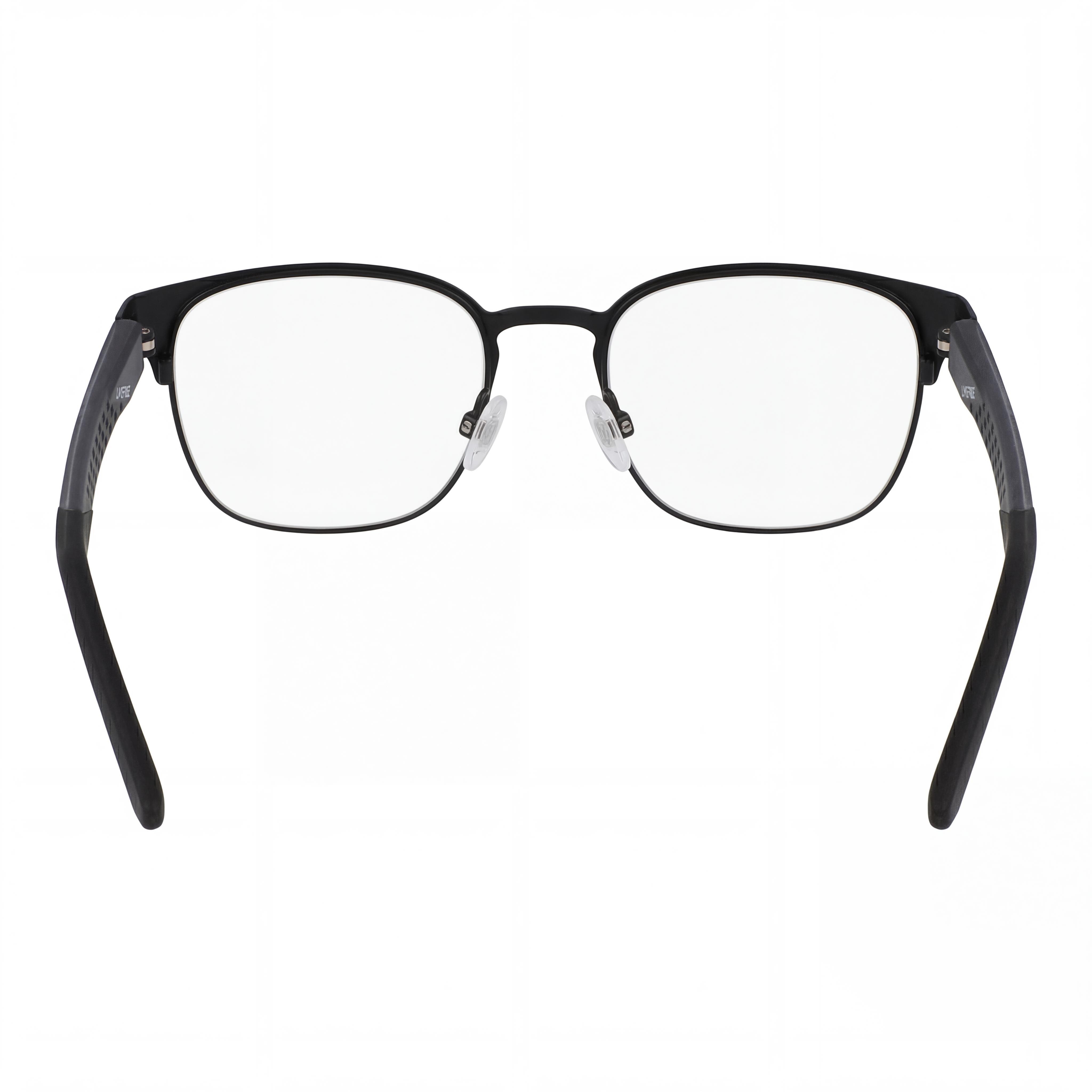 Gafas unisex Nike 8156 Classic Logo cuadradas de metal con lentes de policarbonato (52-19-140 mm) en negro satinado, Photo 3
