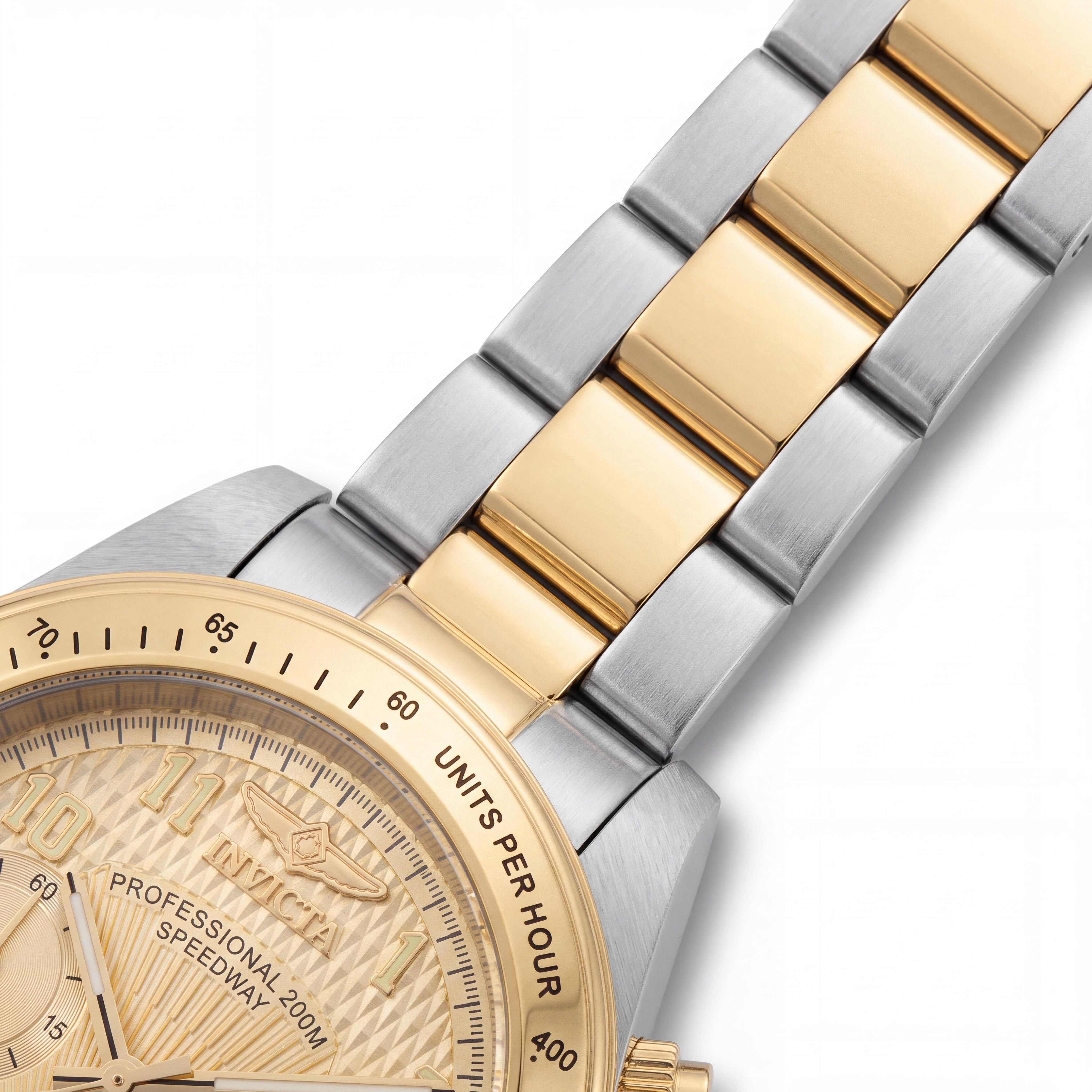 Invicta Speedway 49908 Men's Chronograph Stainless Steel Bracelet Watch, Gold Dial, 39mm, Photo 3