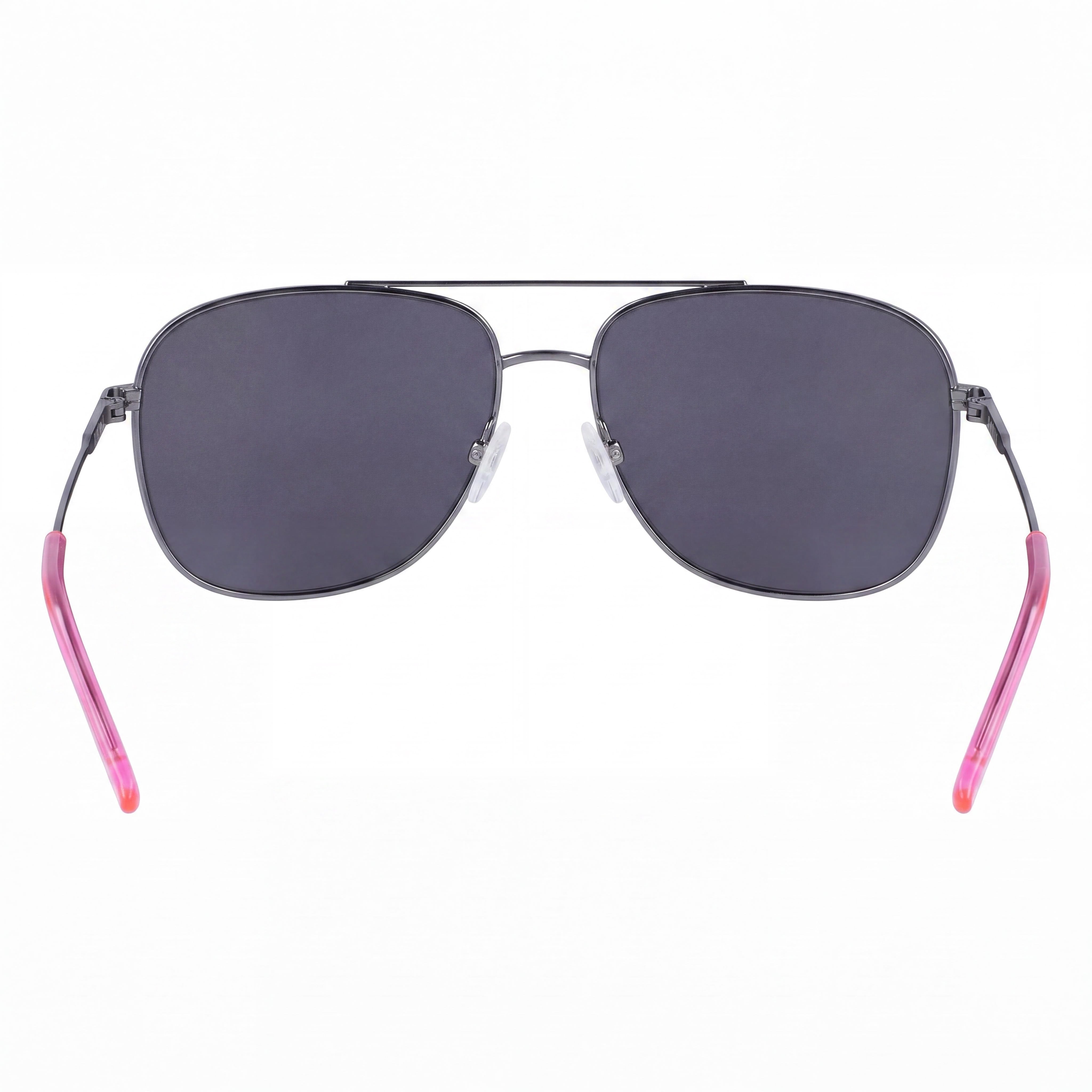 Gafas de sol DKNY Square para mujer, de metal, con protección UV 100 %, montura rosa neón metalizado y lentes ahumadas lisas, 58 mm, Photo 3