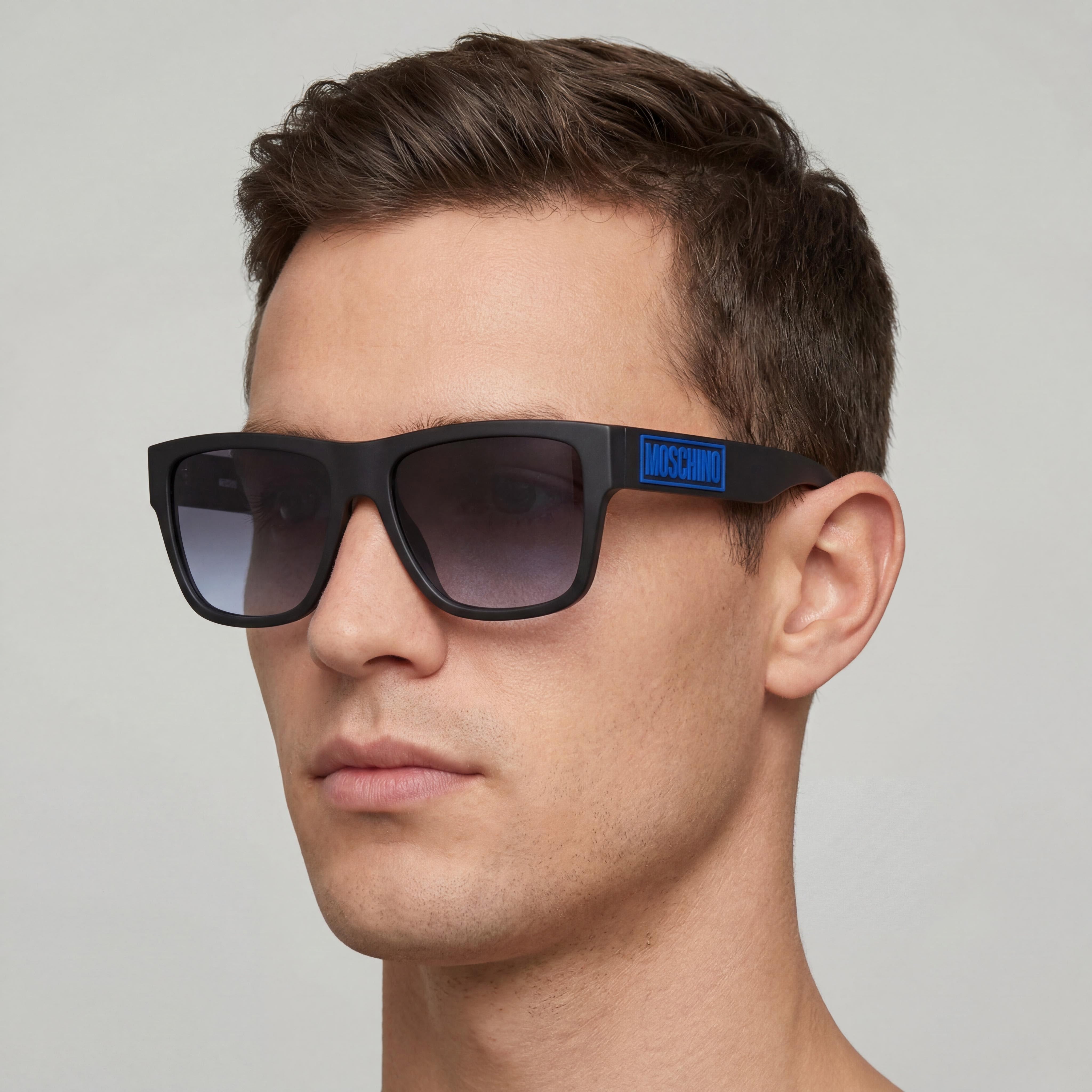 Moschino Casual MOS167/S Men's Matte Black Acetate Frame, Polycarbonate Lenses, Size 57-17-145mm, Photo 5