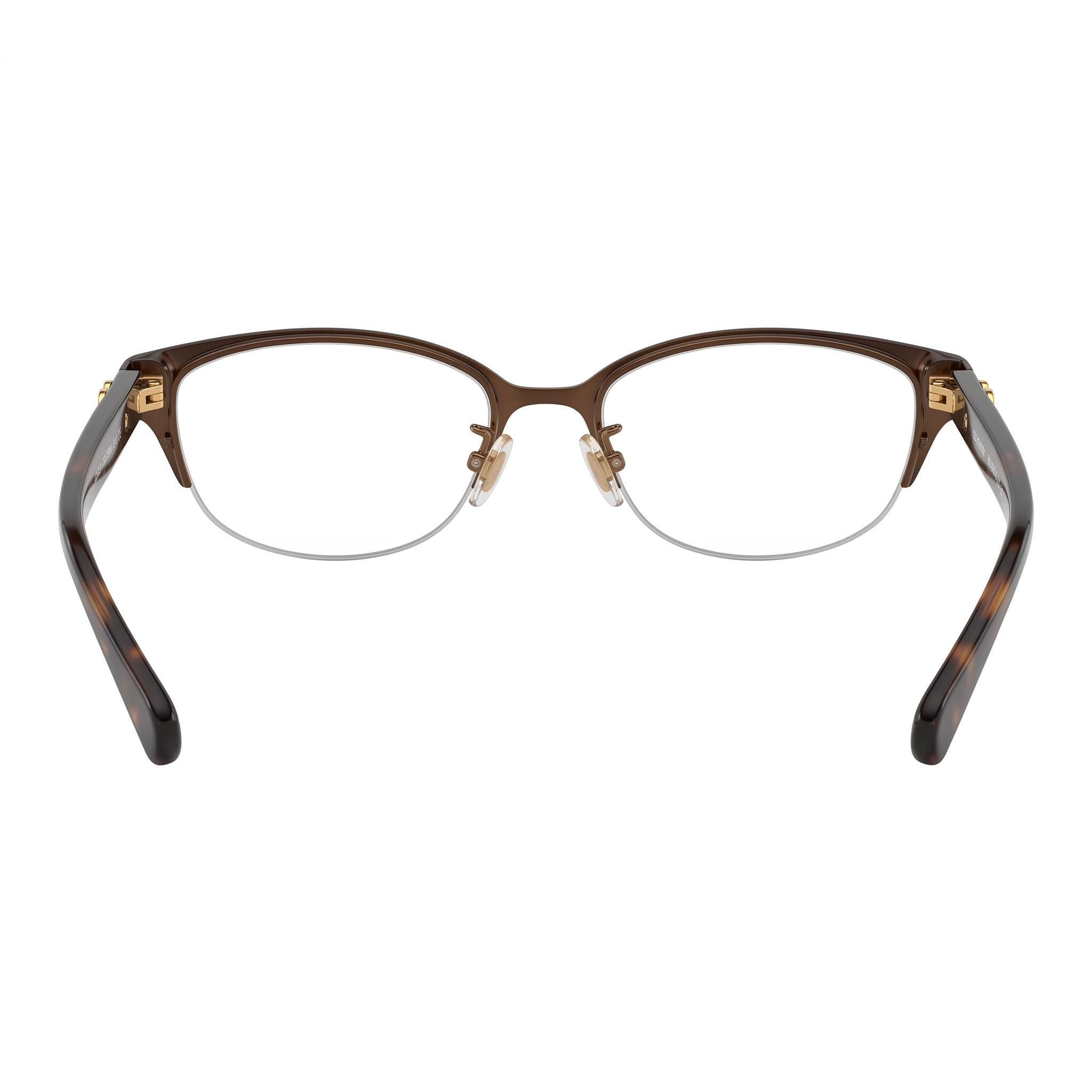 COACH Hc 5058 Women's Semi-Rim Rectangle Satin Dark Brown Dark Tortoise Composite Eyeglasses 49mm, Photo 4