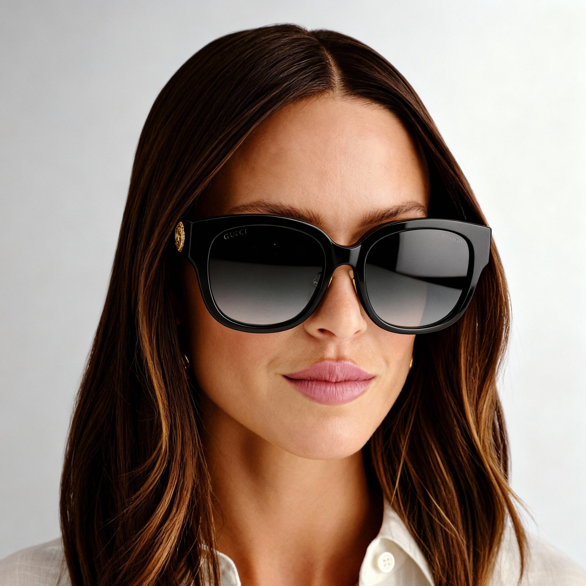 Gucci Gg1409sk-001 Women's Oversized Rounded Cat Eye Sunglasses, Black Recycled Acetate, Black-Grey Gradient 55mm, Photo 5