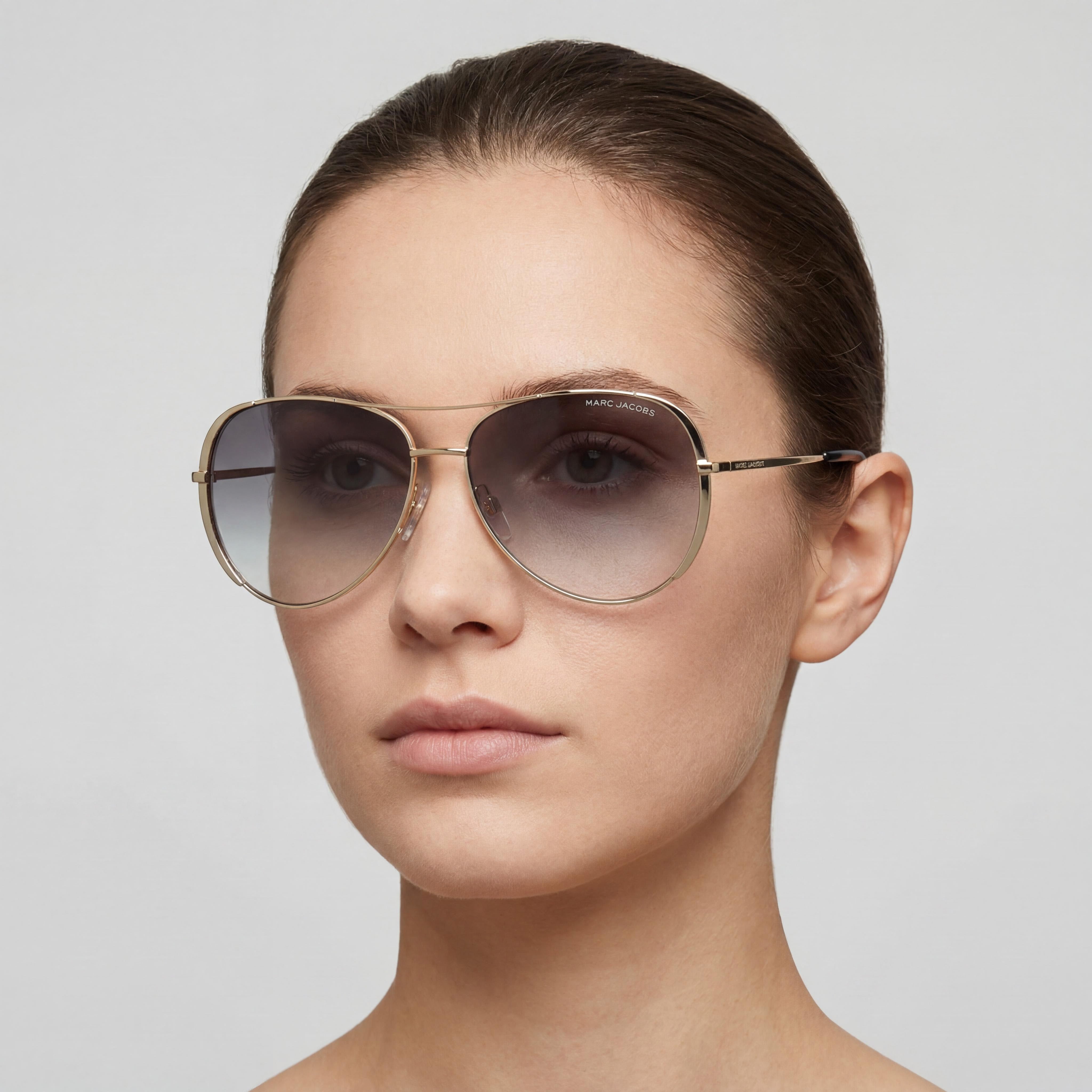 Gafas de sol Marc Jacobs Modern de metal dorado havana degradado marrón oscuro no polarizadas con protección UV de 59 mm, Photo 4