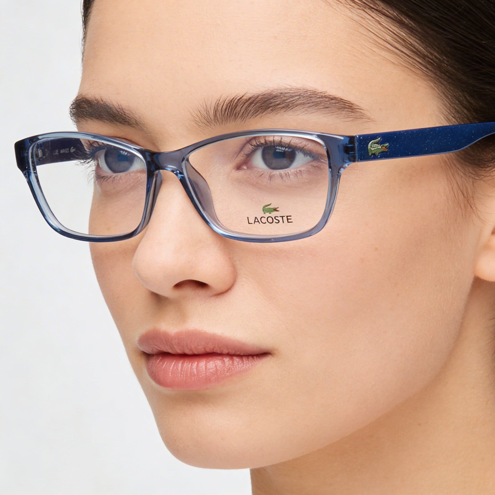 Lacoste L3803b Mi Women's Azure With Glitter Temples Plastic Frame Clear Lens Eyeglasses 51mm, Photo 3