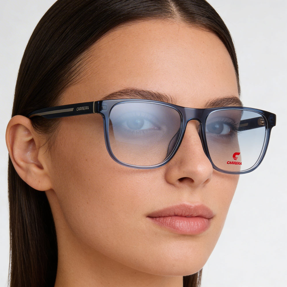 Gafas de sol Carrera Modern 8892 para mujer, montura de propionato, lentes de policarbonato, azul grisáceo, 55 mm