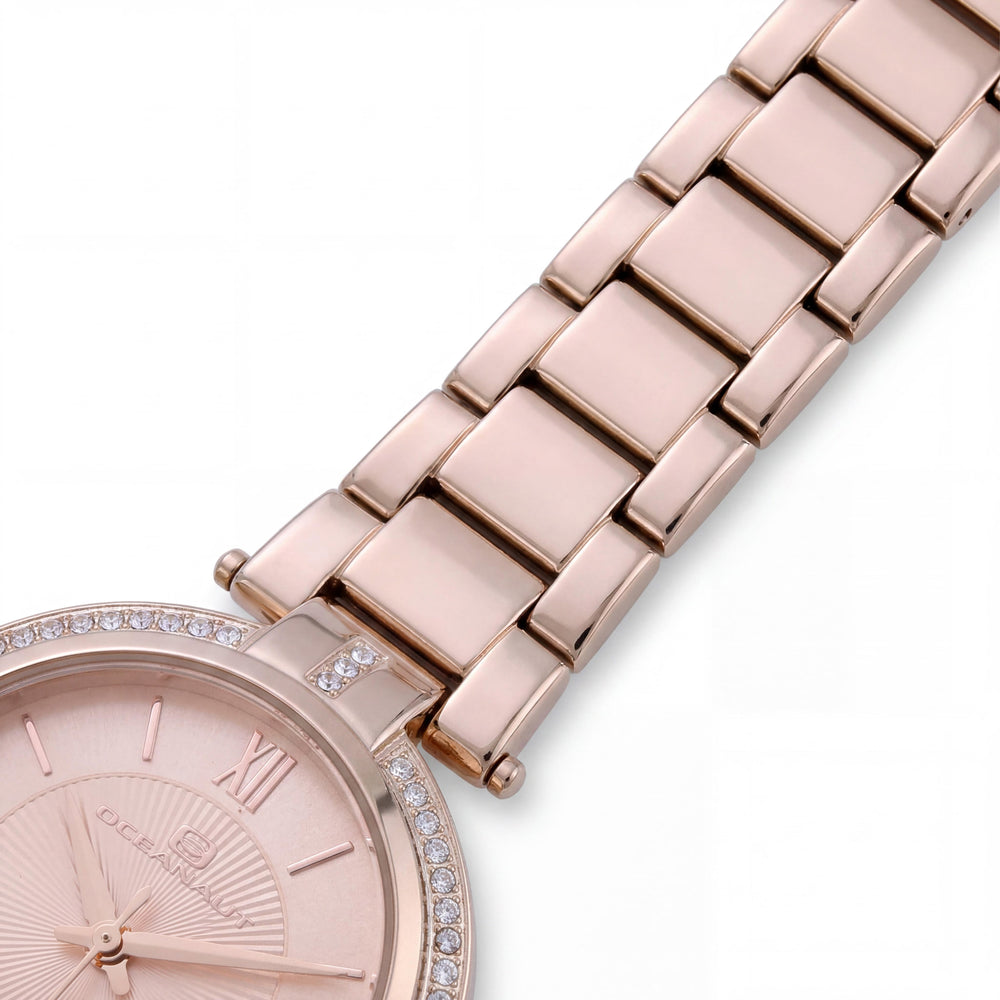 Reloj Oceanaut OC0291 de cuarzo de acero inoxidable chapado en oro rosa, resistente al agua y con cristal mineral resistente a los arañazos para mujer