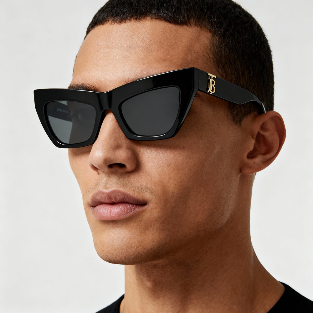 BURBERRY BE 4405F Men's Contemporary Lightweight Titanium Black Dark Grey Frame Grey UV Non-Polarized Lenses 51mm