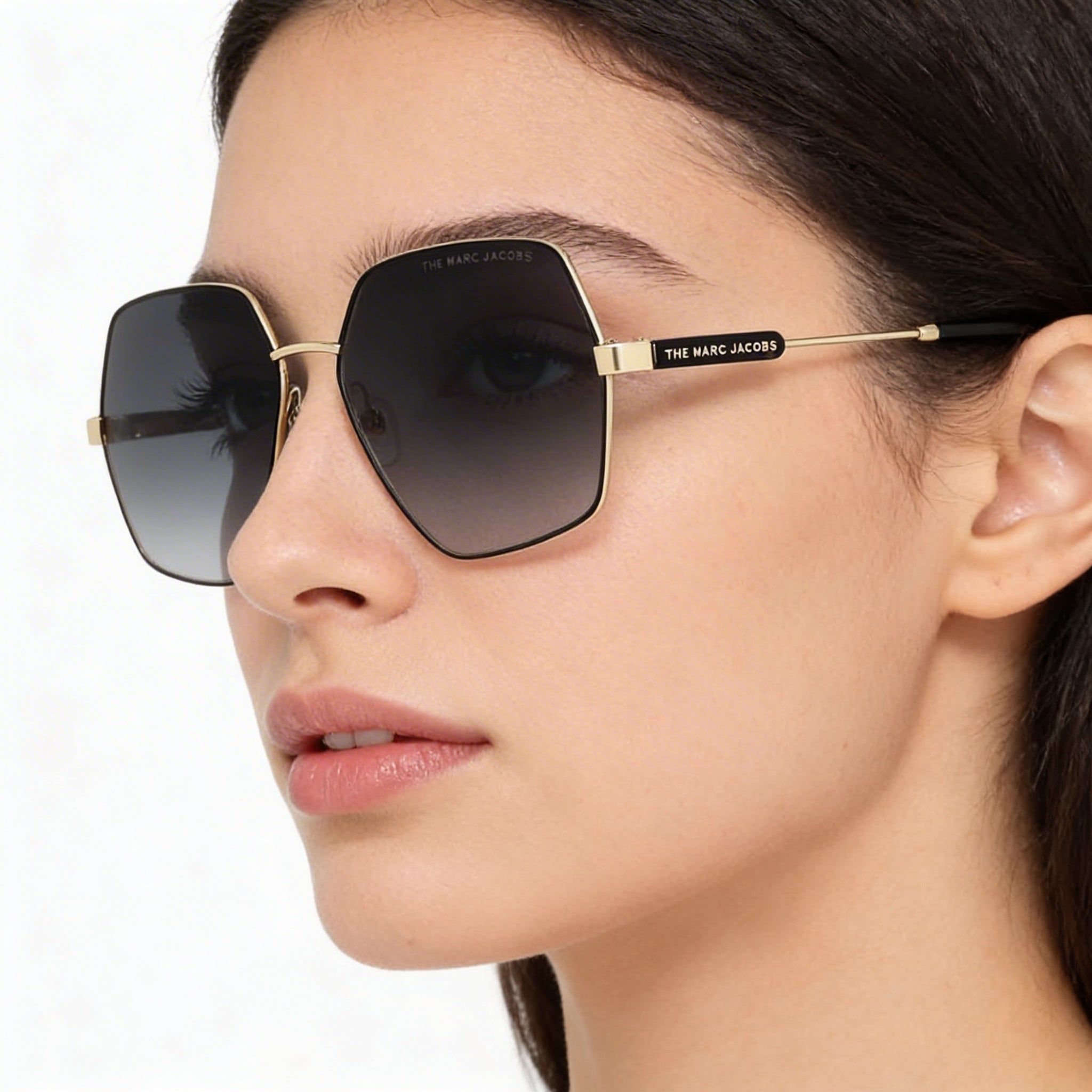 Marc Jacobs Casual Women's Yellow Grey Stainless Steel Frame Dark Grey Shaded Lens 59mm UV Protection Sunglasses, Photo 4