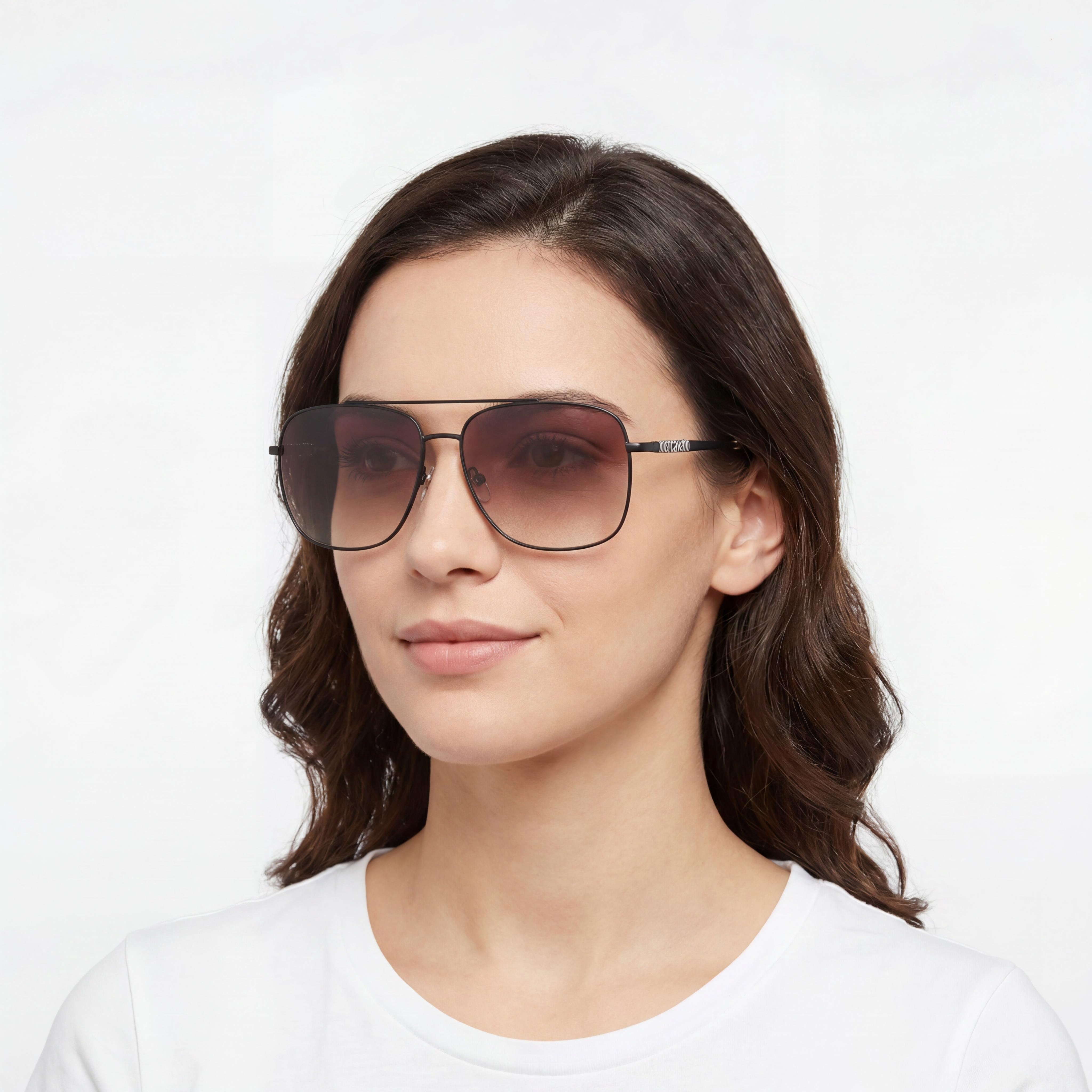 Just Cavalli Casual Women's Metal Frame Black Rose Gold Black Non-Polarized Square Sunglasses, Photo 5