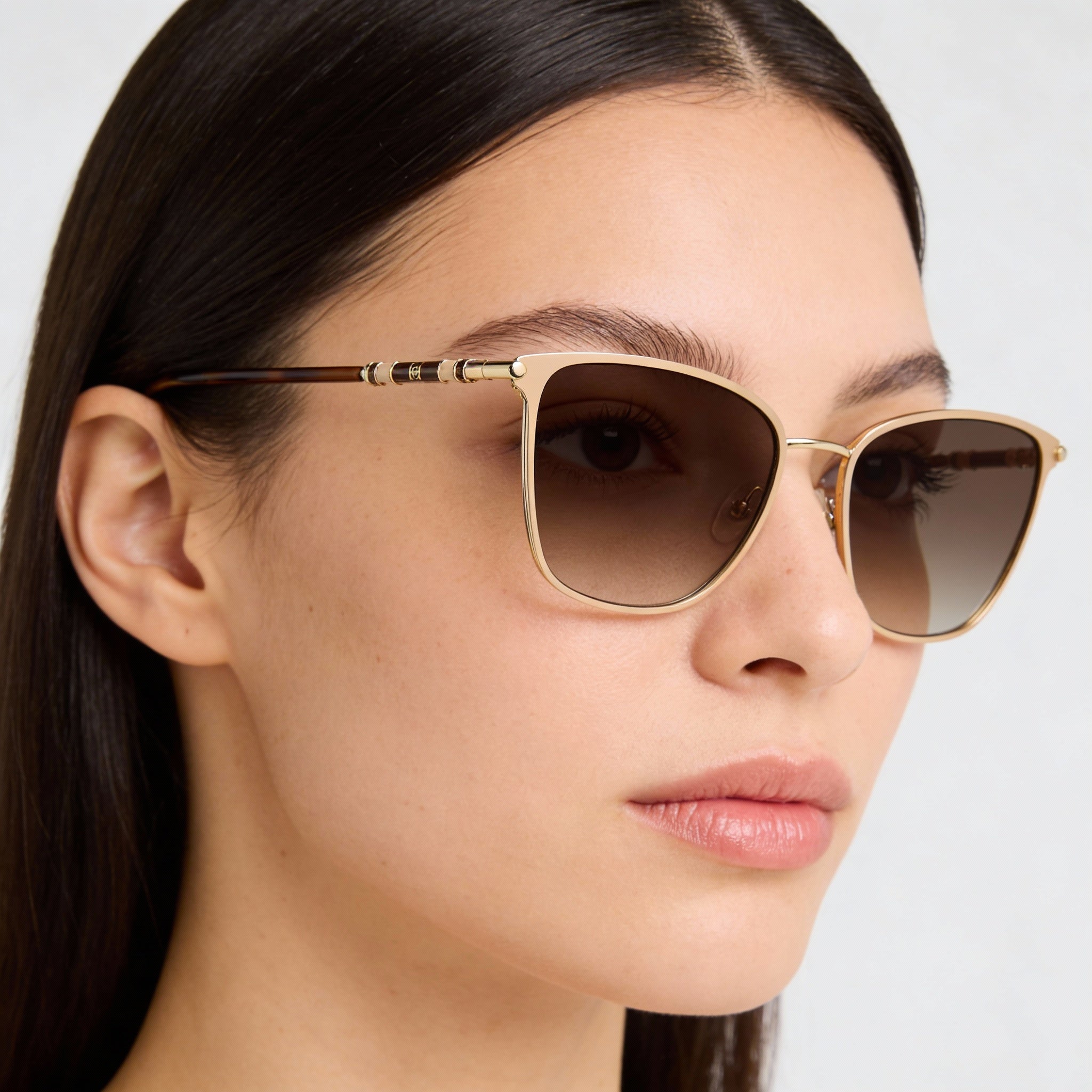 Gafas de sol Carolina Herrera Ch 0030/S para mujer, de acero inoxidable, color dorado y nude, 56 mm, policarbonato con protección UV, Photo 4