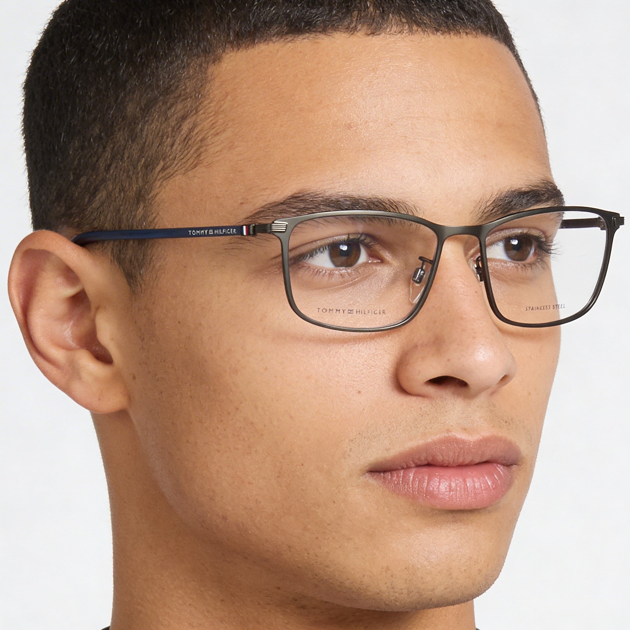 Gafas Tommy Hilfiger Random para hombre con montura de acero de aleación y lentes de policarbonato, color negro, talla 54-16-150, Photo 4
