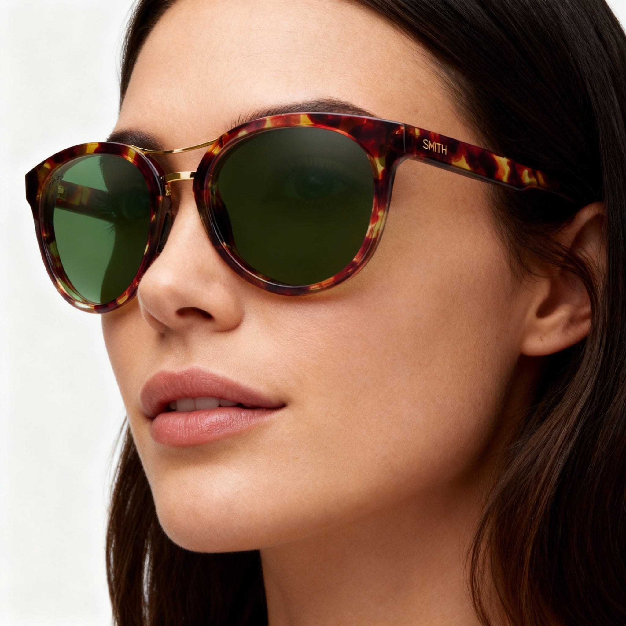 SMITH Bridgetown Women's Tortoise Plastic Polarized Sunglasses with UV Protection, Gray Green Lenses 54-20-135mm, Photo 3