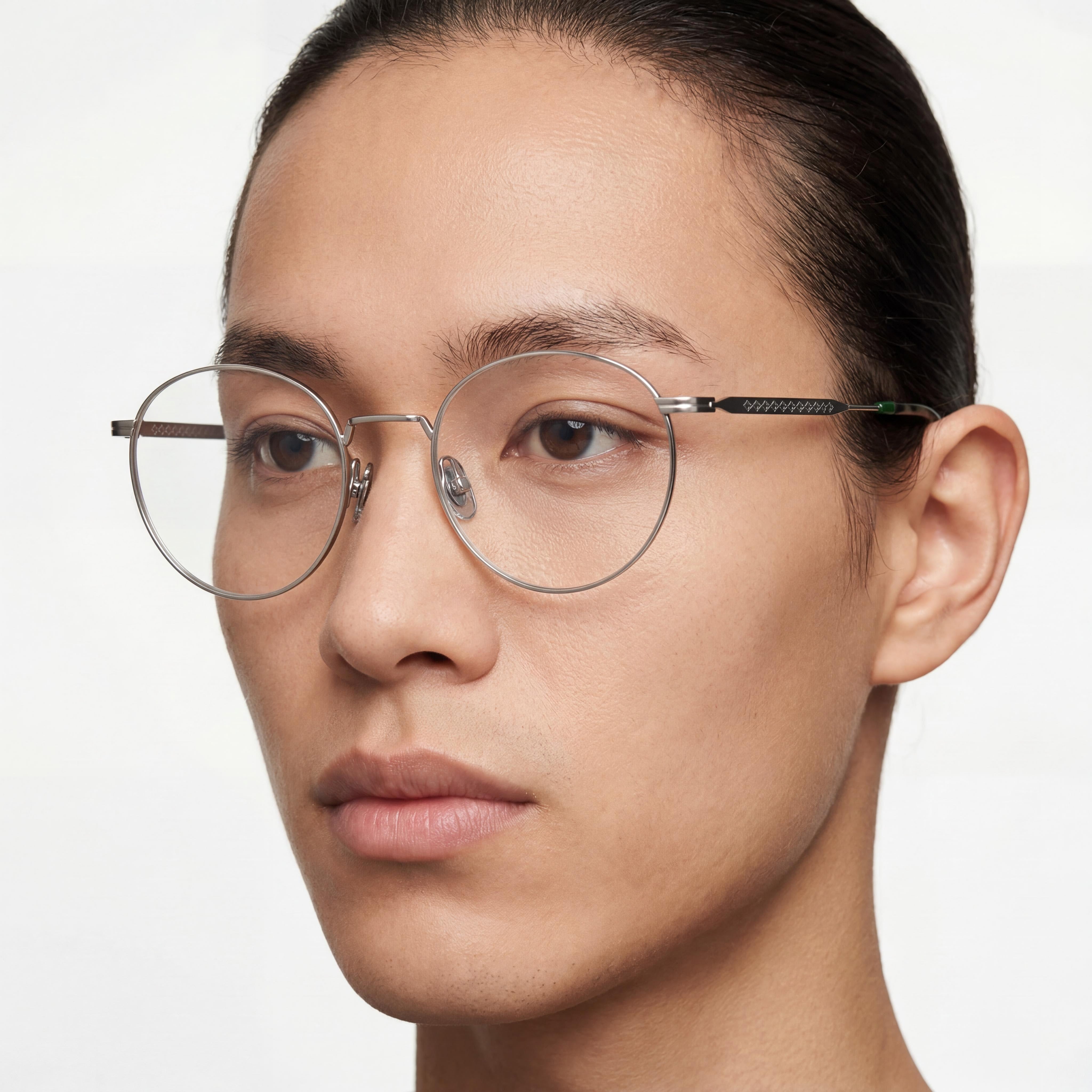 Gafas Lacoste Casual L2308 unisex redondas de metal de montura completa en color gris plomo claro, ancho de lente 51 mm, Photo 4
