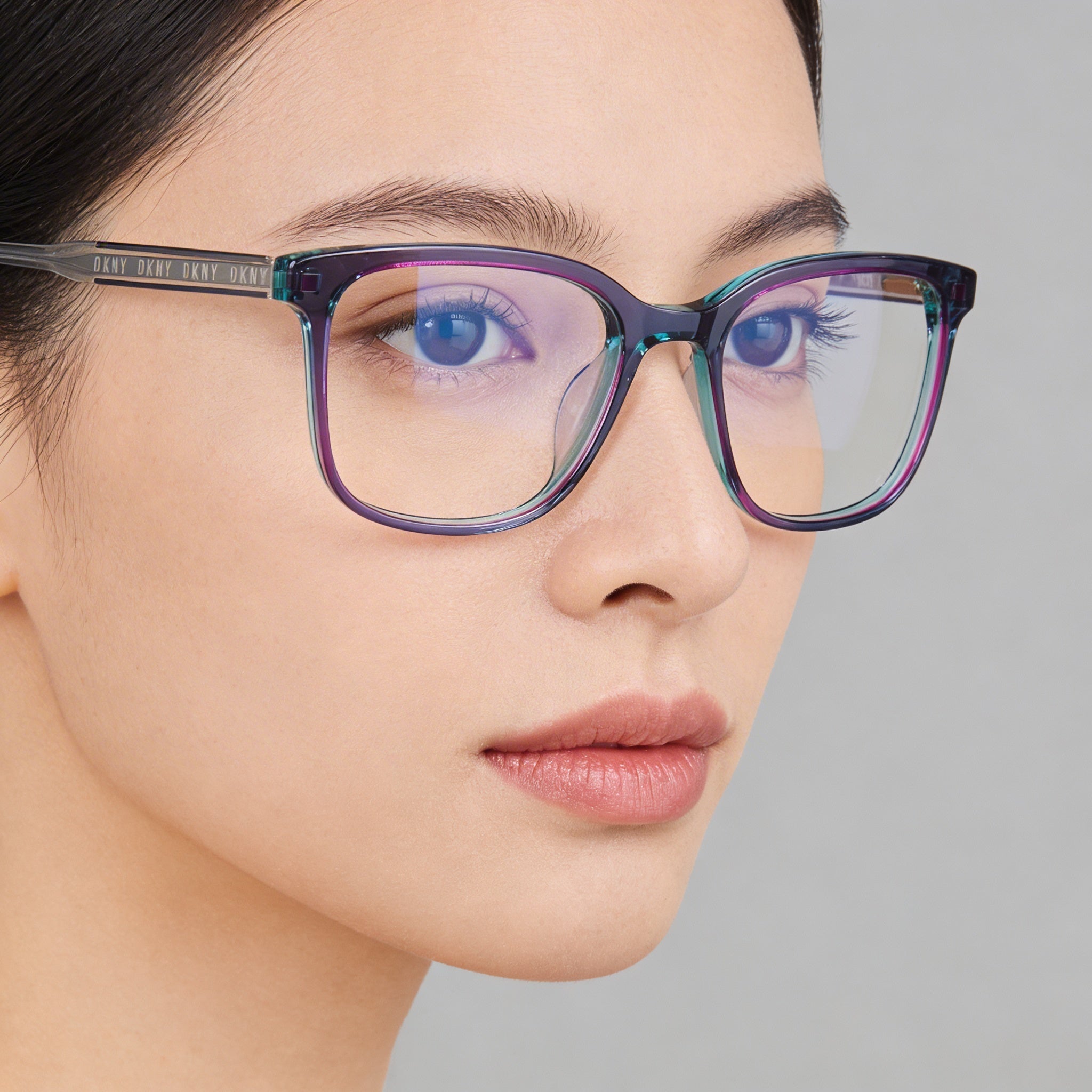 DKNY Casual Women's Crystal Blue Laminate Acetate Eyeglasses with Transparent Lenses, 52mm Lens Width, Photo 5