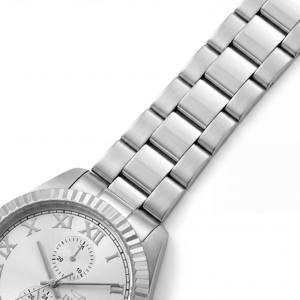 Invicta Specialty 47421 Reloj cronógrafo unisex de acero inoxidable plateado con cristal mineral, resistente al agua 50m, 43mm