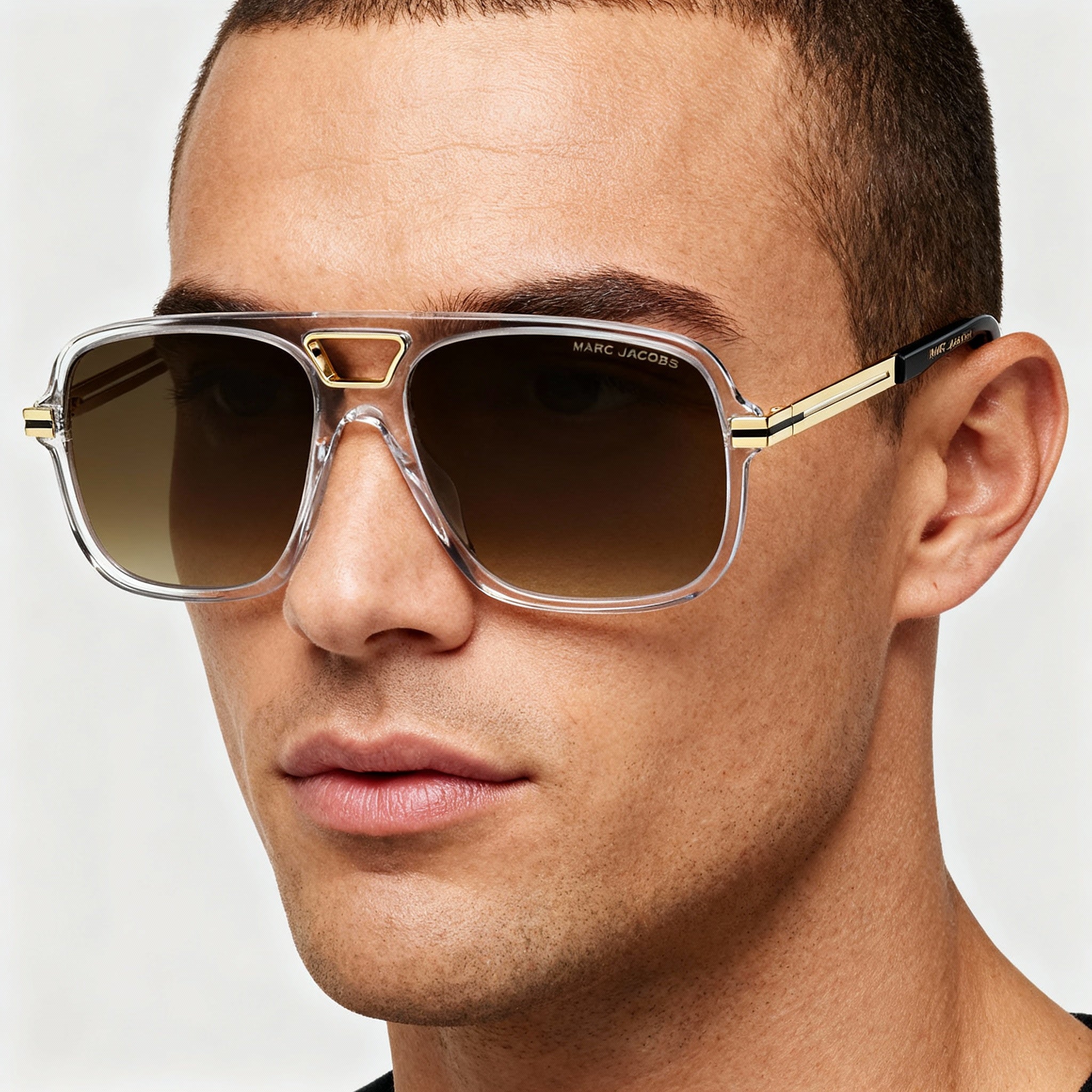 Marc Jacobs MARC 415/S Men's Classic Acetate Sunglasses, Crystal Black Frame, Brown Shaded Gradient Lenses, 56mm, Photo 3