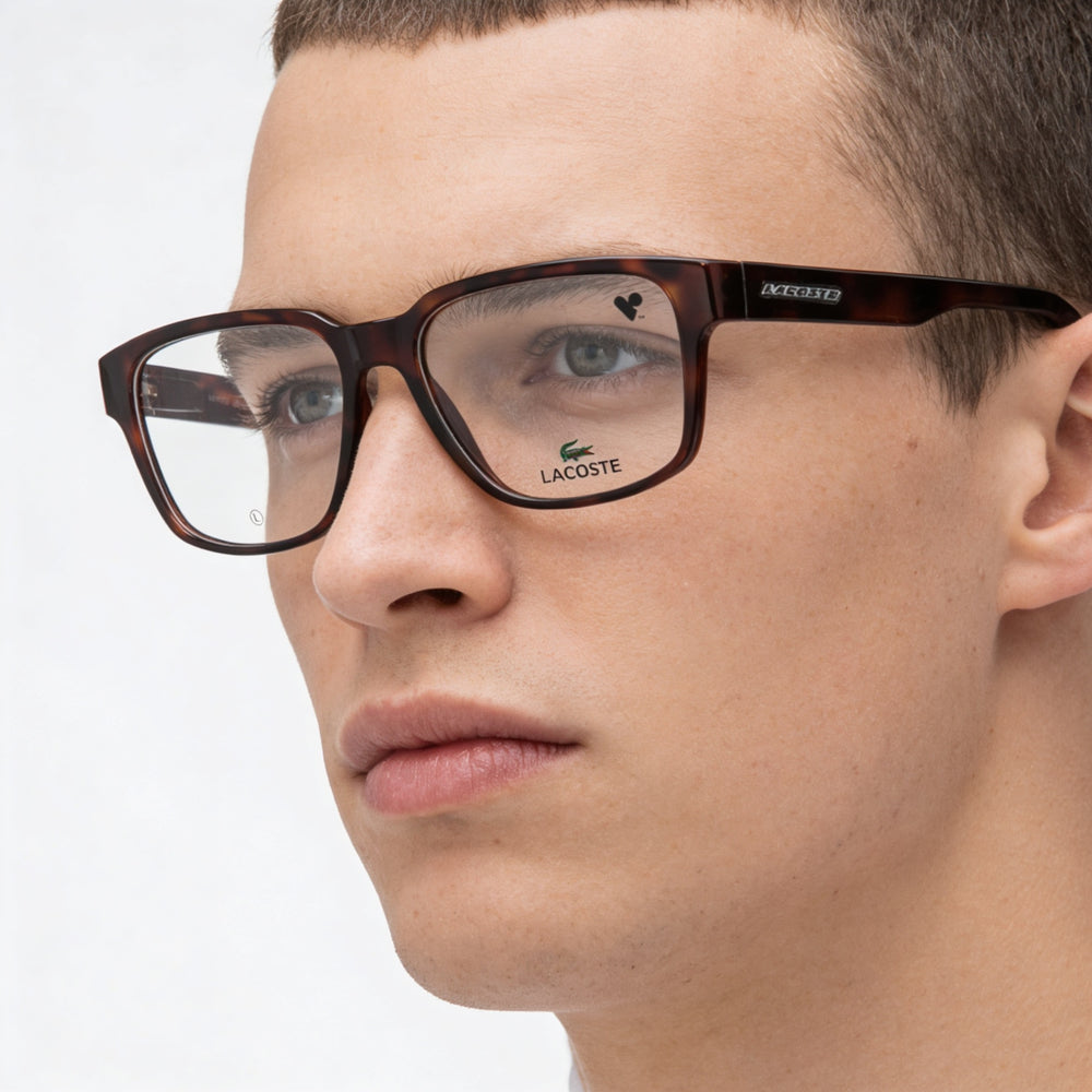 Lacoste L2927 Men's Casual Rectangular Injected Havana Polycarbonate Non-Polarised Eyeglasses 56mm