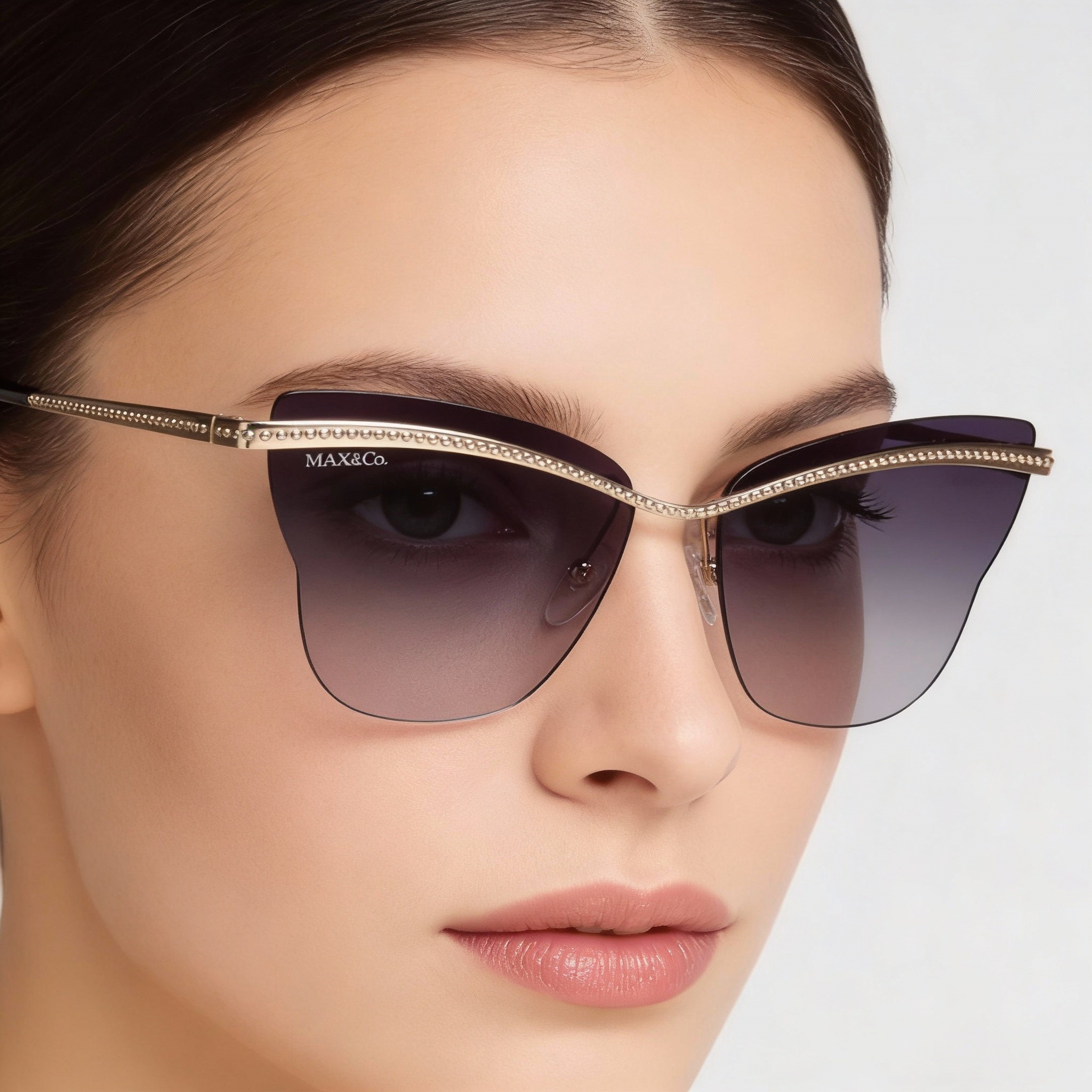 Max & Co. Modern Women's Metal Sunglasses, Gold Frame, Gradient Smoke Plastic Lenses, 60mm Lens Width, Photo 5