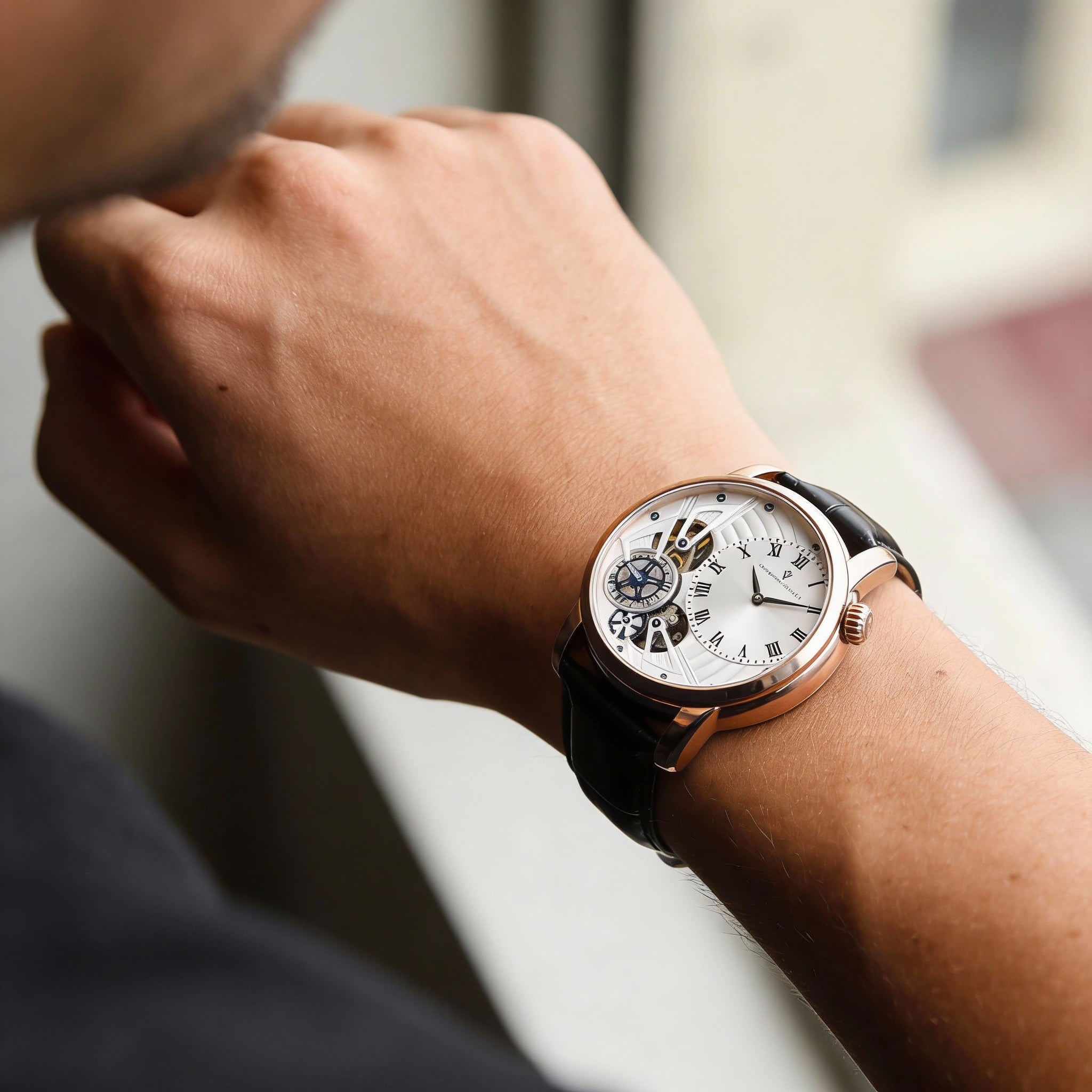 Christian Van Sant Men's Sprocket Auto-Quartz Silver Stainless Steel Leather Strap Timer Slide-Rule Watch, Photo 4