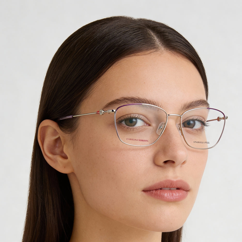Gafas de sol Carolina Herrera CH 0060 para mujer con montura de acero de aleación en color violeta dorado, ancho de lente de 57 mm