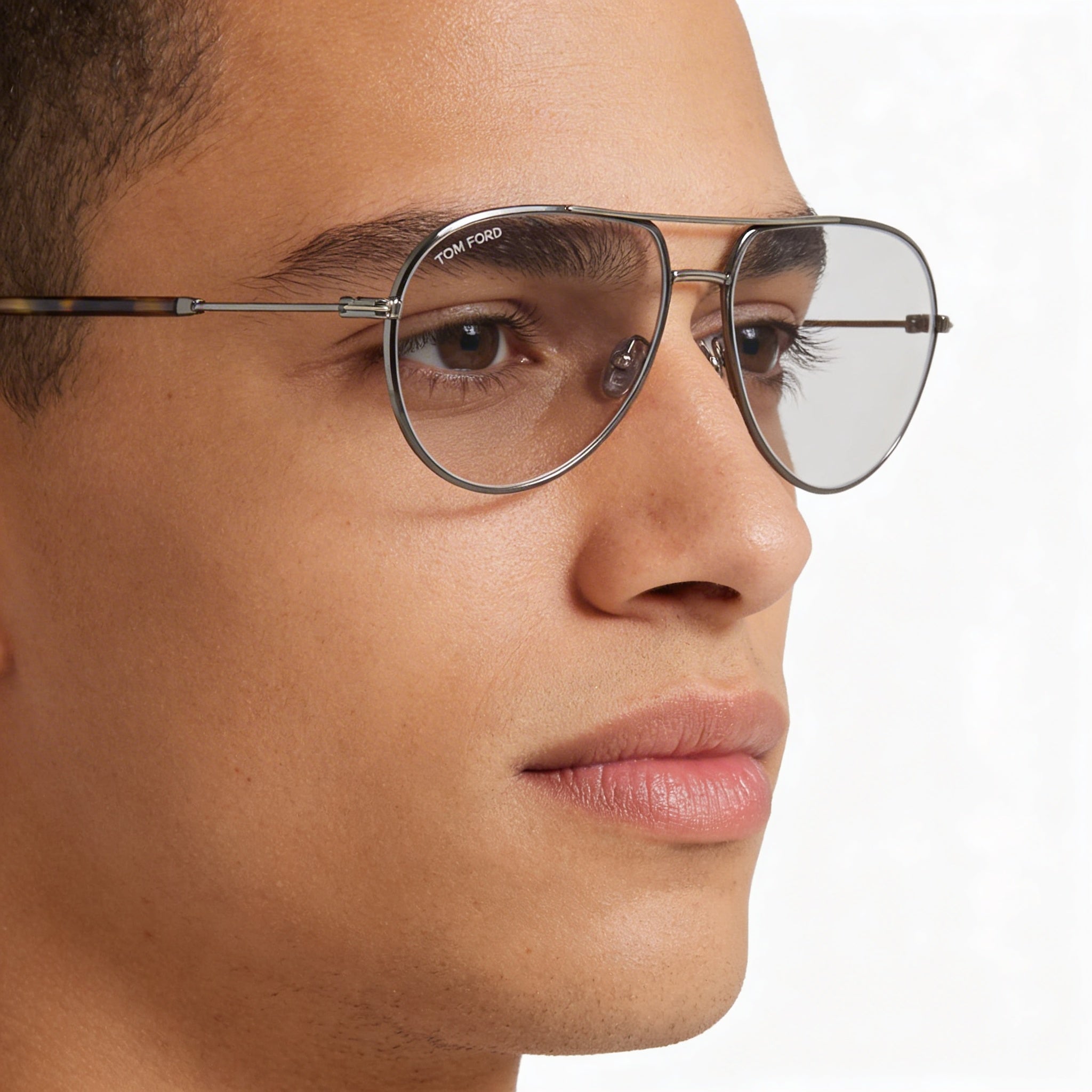 Tom Ford Modern Men's Shiny Dark Gunmetal Metal Blue-Light Block Eyeglasses 57mm, Photo 5