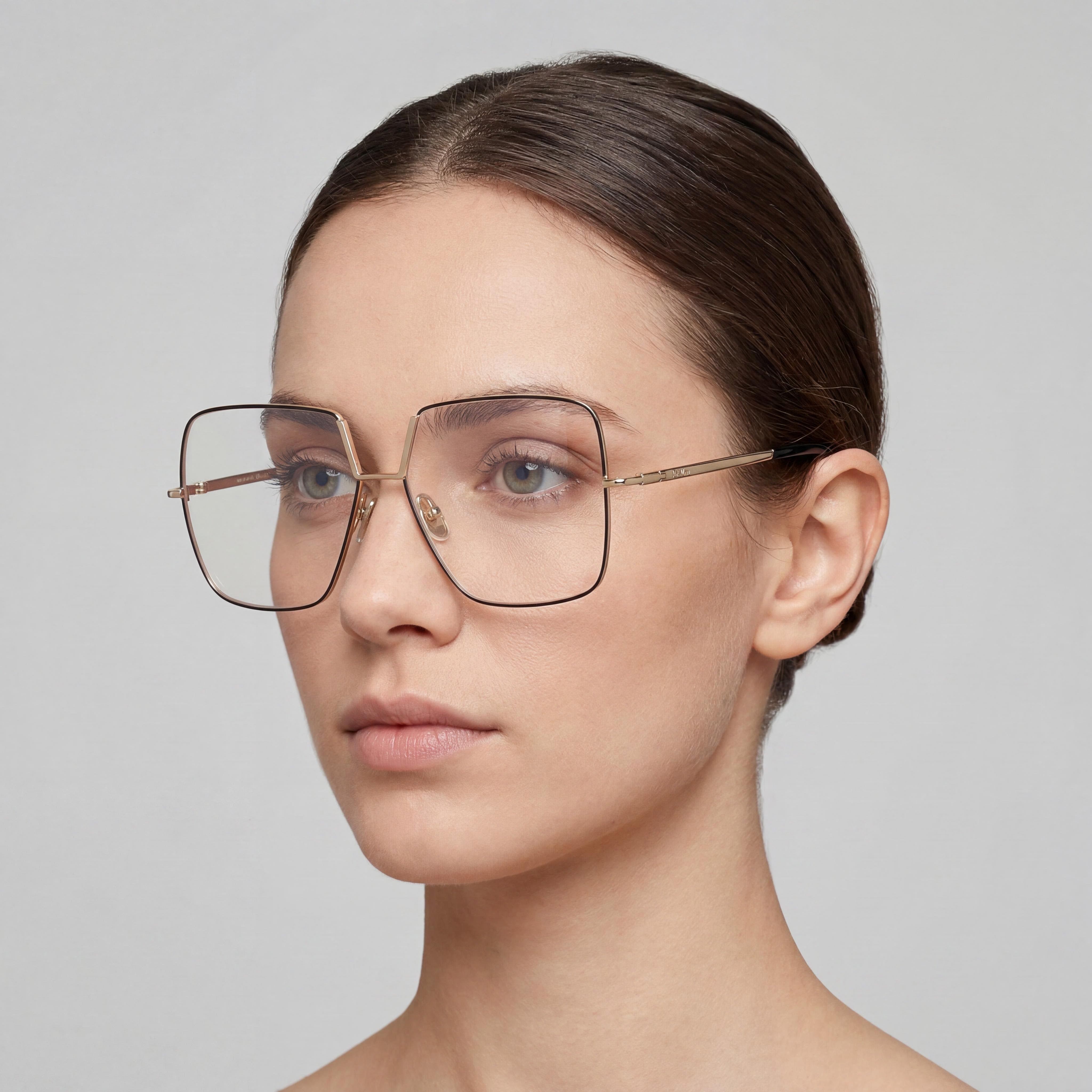 MaxMara Women's Metal Eyewear, Polarized Multicoloured Lenses, Shiny Black, Pale Gold 2-13-135mm, Photo 3