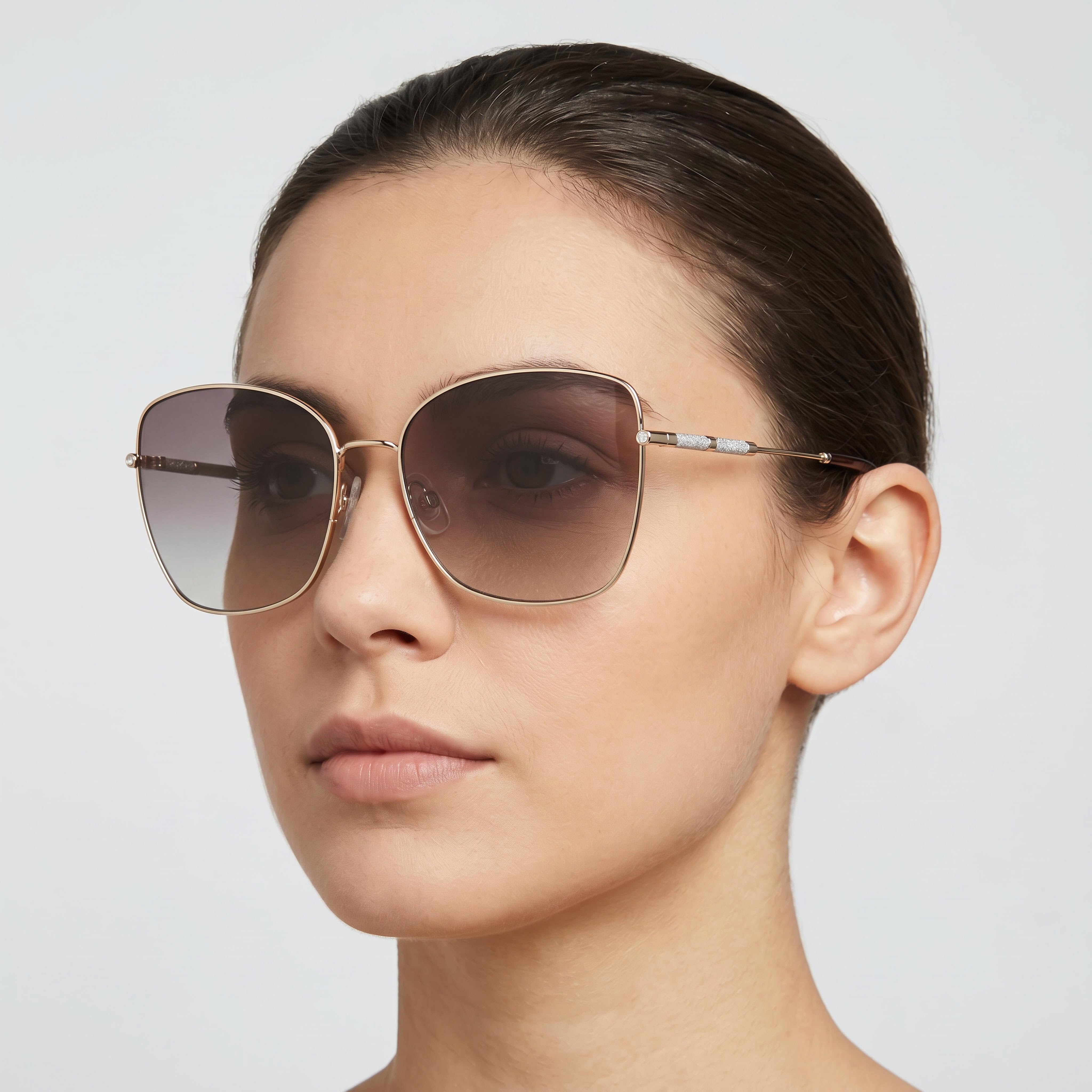 Carolina Herrera Women's Casual Rose Gold Metal Frame Butterfly Brown Gradient 100% UV Non-Polarized Sunglasses 59mm, Photo 5
