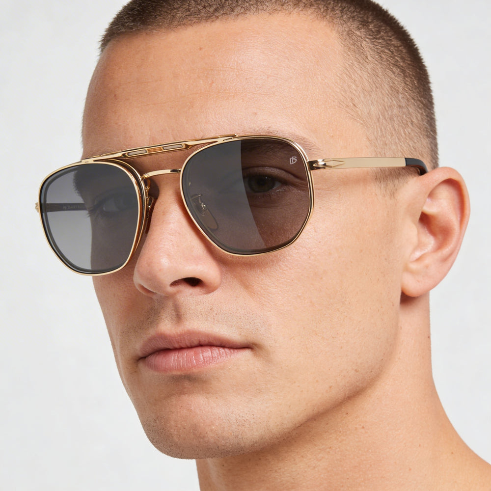 David Beckham Db 1082/G/Cs Men's Metal Frame Polycarbonate Lens Gold Black UV Protection Sunglasses 52-20-145