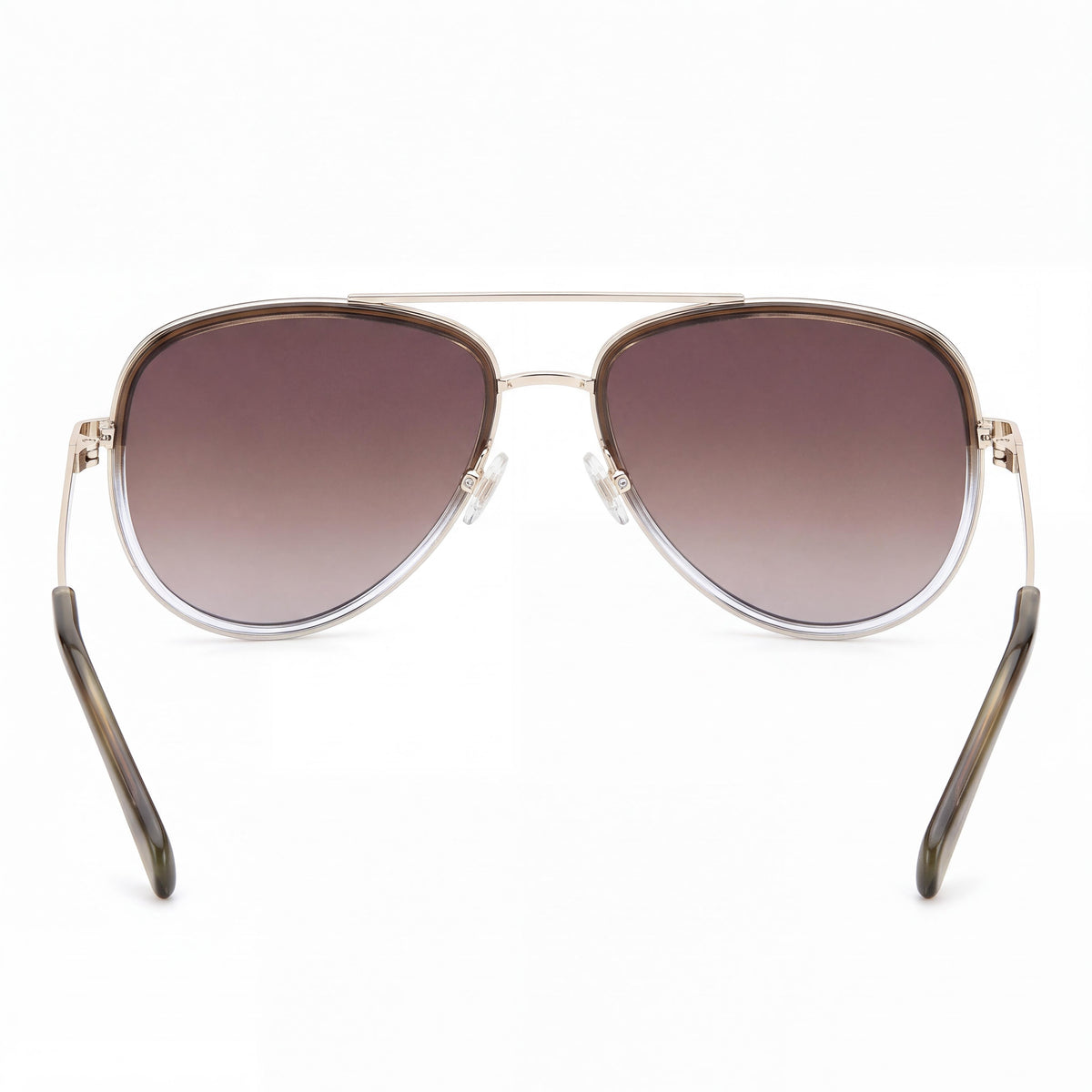 Fossil Women's Pilot Stainless Steel Sunglasses Olive/Brown Frame Brown Shaded Lenses 100% UV Protection 59mm, Photo 3