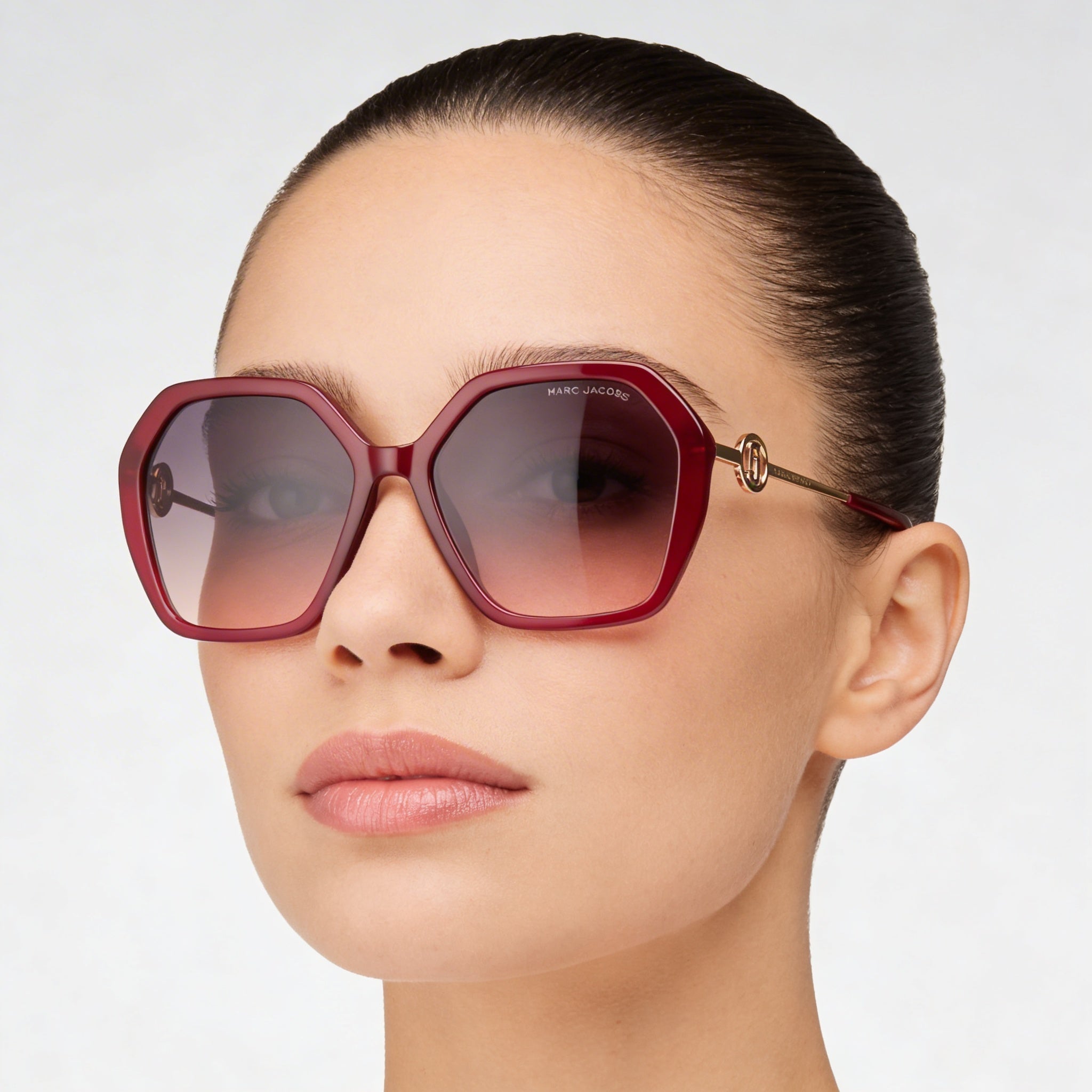 Gafas de sol Marc Jacobs Fashion para mujer de acetato, montura roja, lentes gris fucsia con protección UV 57-17-135, Photo 4