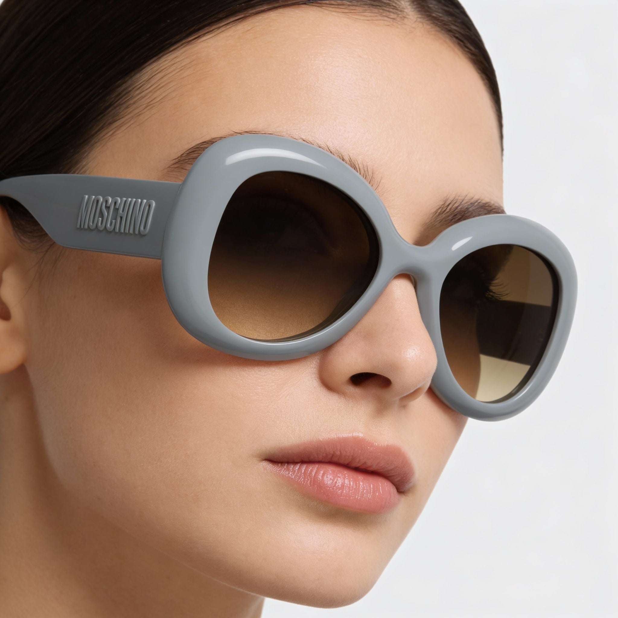 Gafas de sol Moschino Casual para mujer con montura azul y lentes marrones con degradado, INYECCIÓN DE CELULOSA 54-22-140, Photo 4