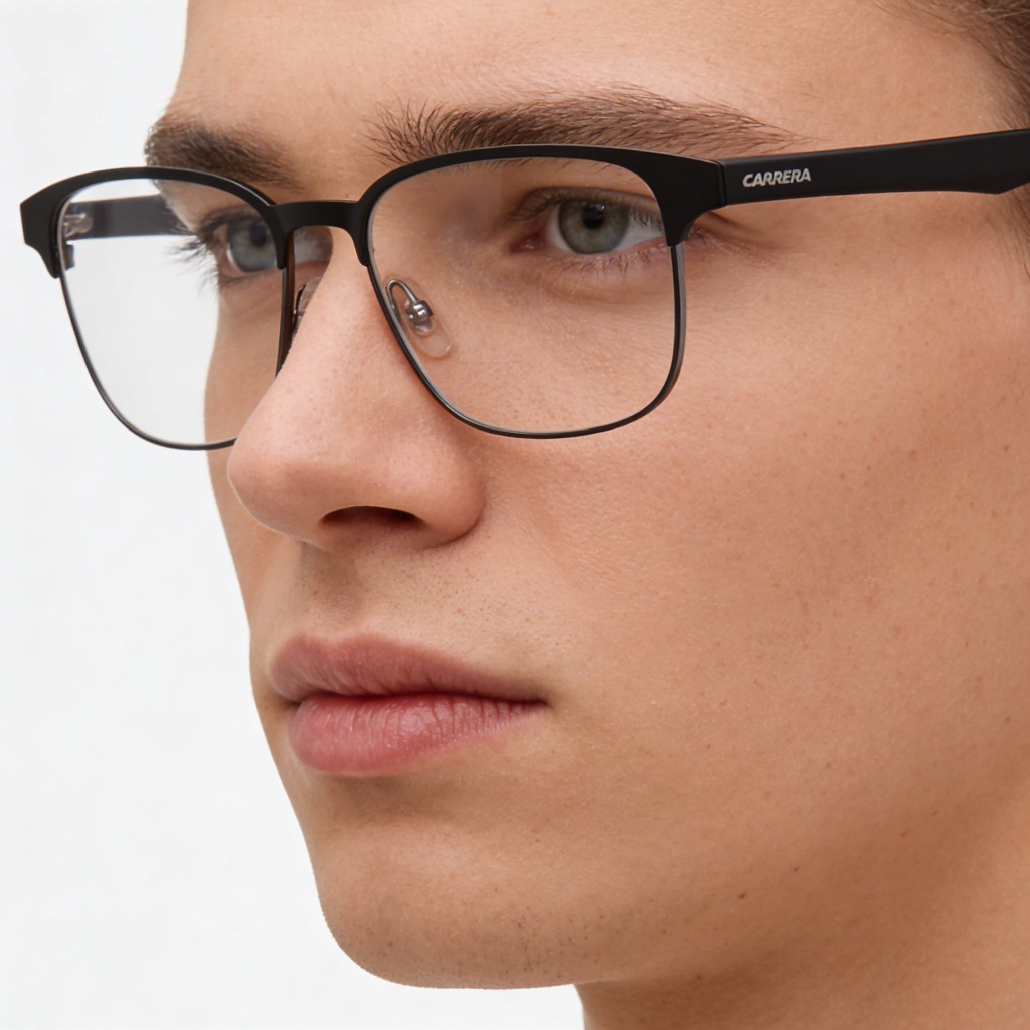Carrera 138/V Unisex Matt Black Metal Slim Rectangular Prescription Optical Eyeglasses with Brow Bar 54mm, Photo 4