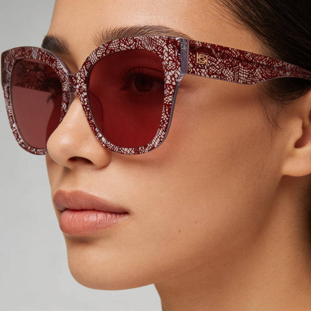 bebe Bb7248 Women's Berry Lace Plastic Frame 100% UV Protective Non-Polarized Sunglasses 56mm