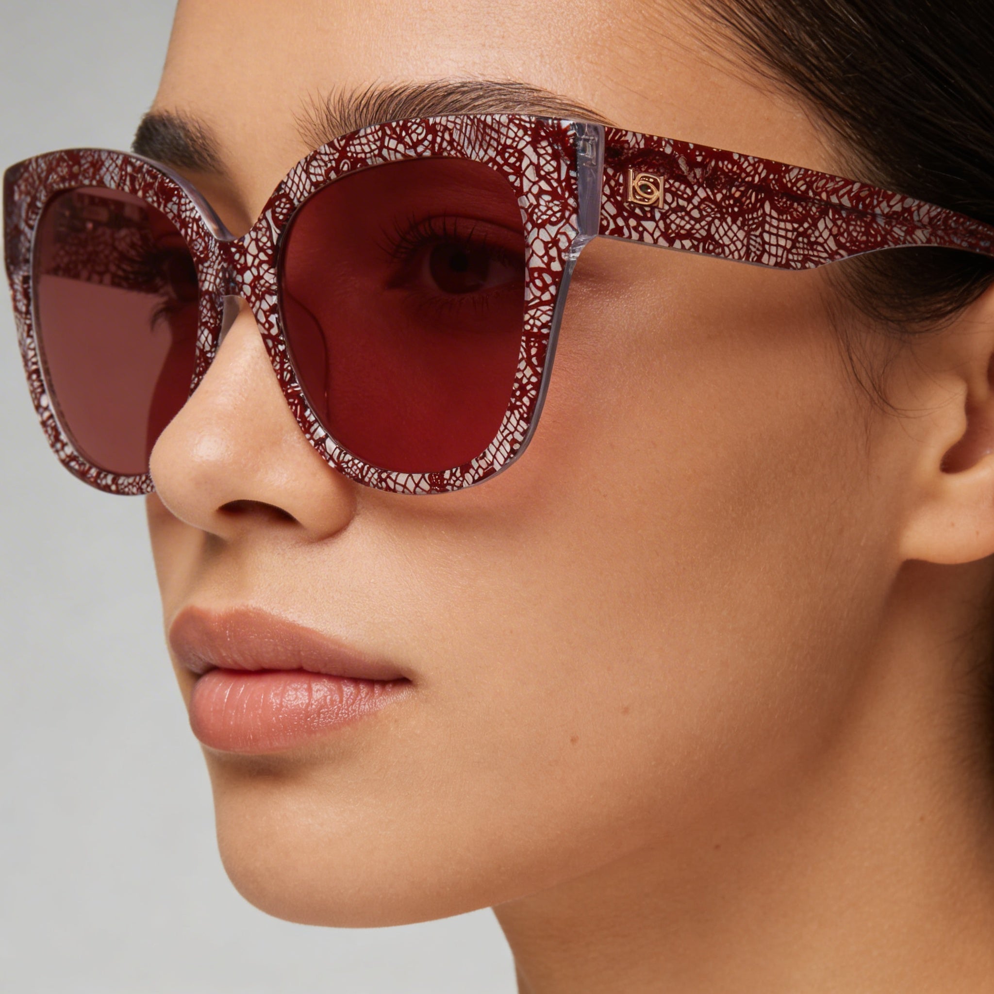bebe Bb7248 Women's Berry Lace Plastic Frame 100% UV Protective Non-Polarized Sunglasses 56mm, Photo 4