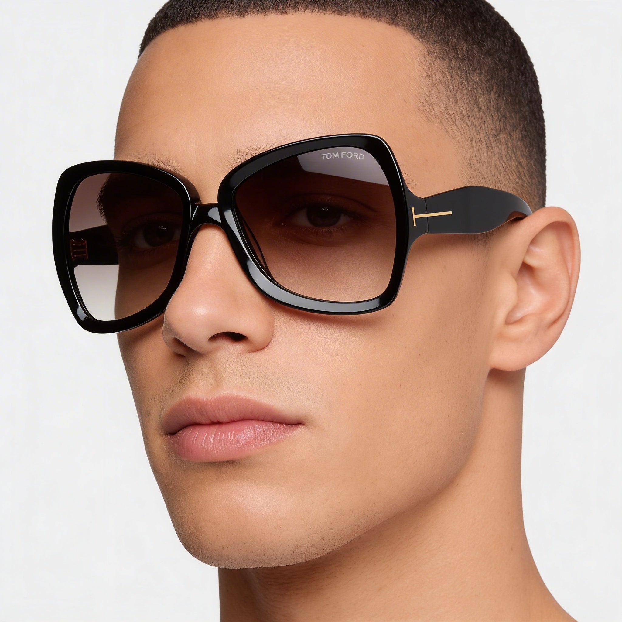 Tom Ford Jerry Men's Butterfly Acetate Sunglasses with Dark Havana Frames and Gradient Smoke Lenses, Photo 3