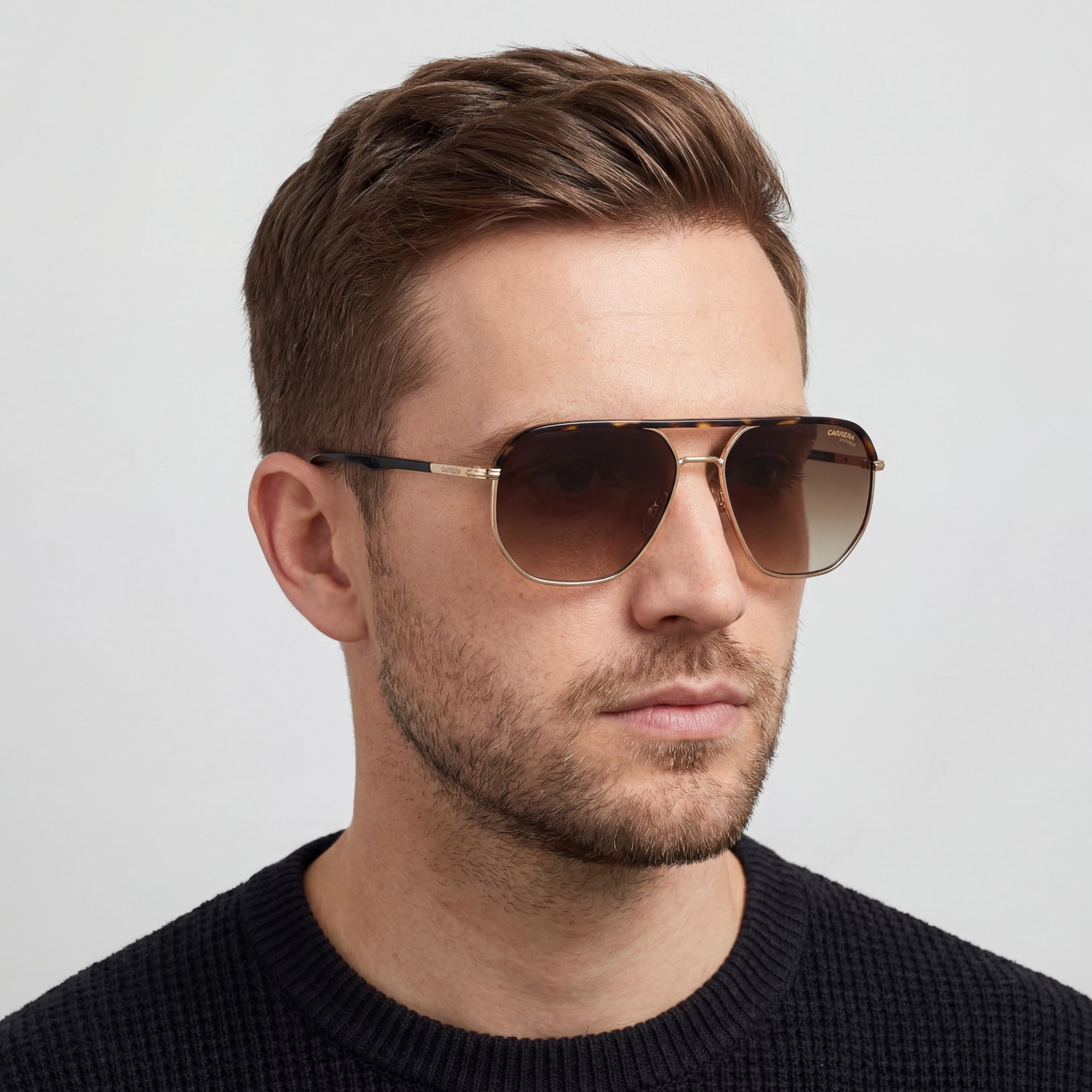 Carrera Classic Men's Stainless Steel Gold Havana Gradient Brown UV Protected 59mm Sunglasses, Photo 4