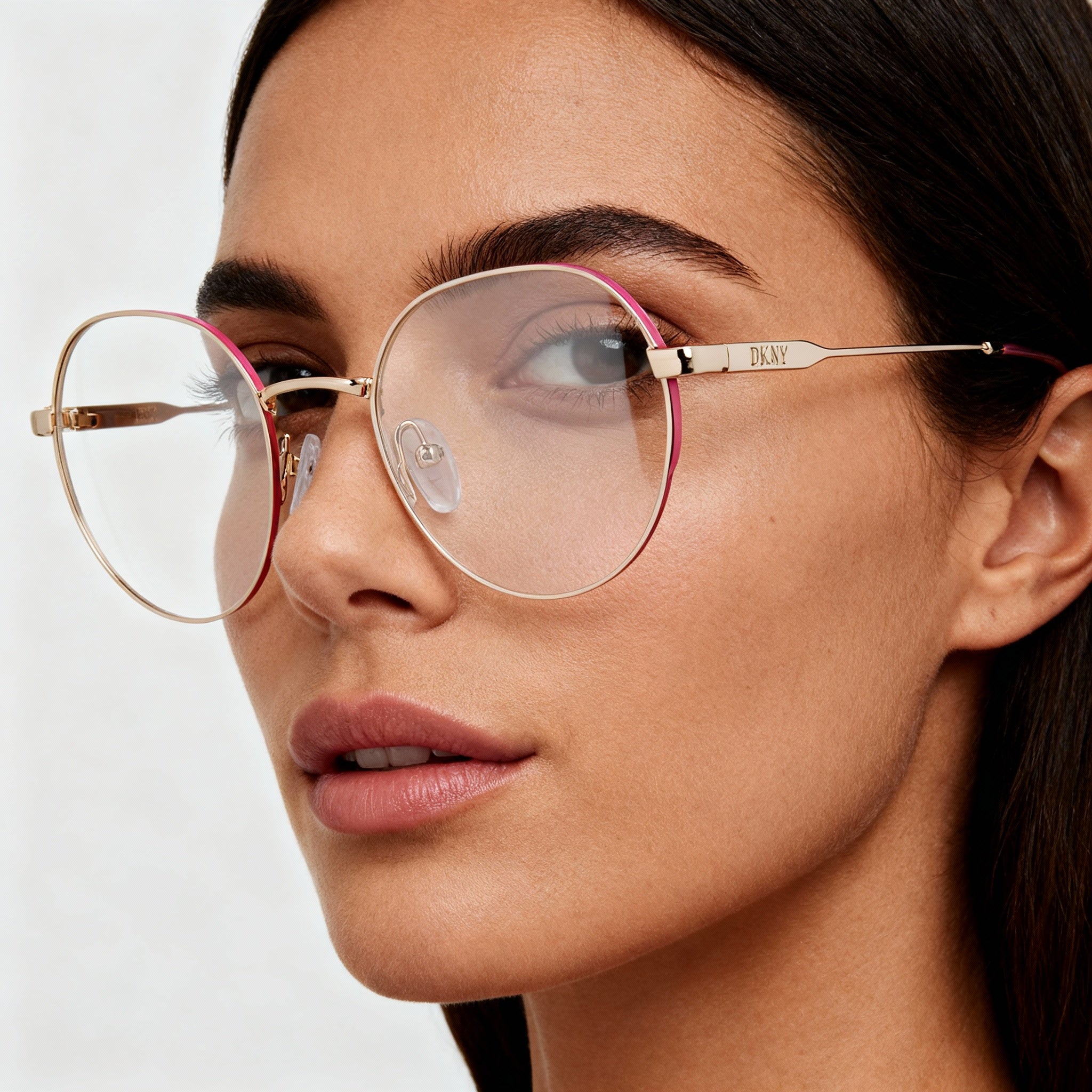 DKNY Dk1032 Women's Gold Metal Oval Frame Polycarbonate Non-Polarized Eyeglasses 48mm Lens Width, Photo 5