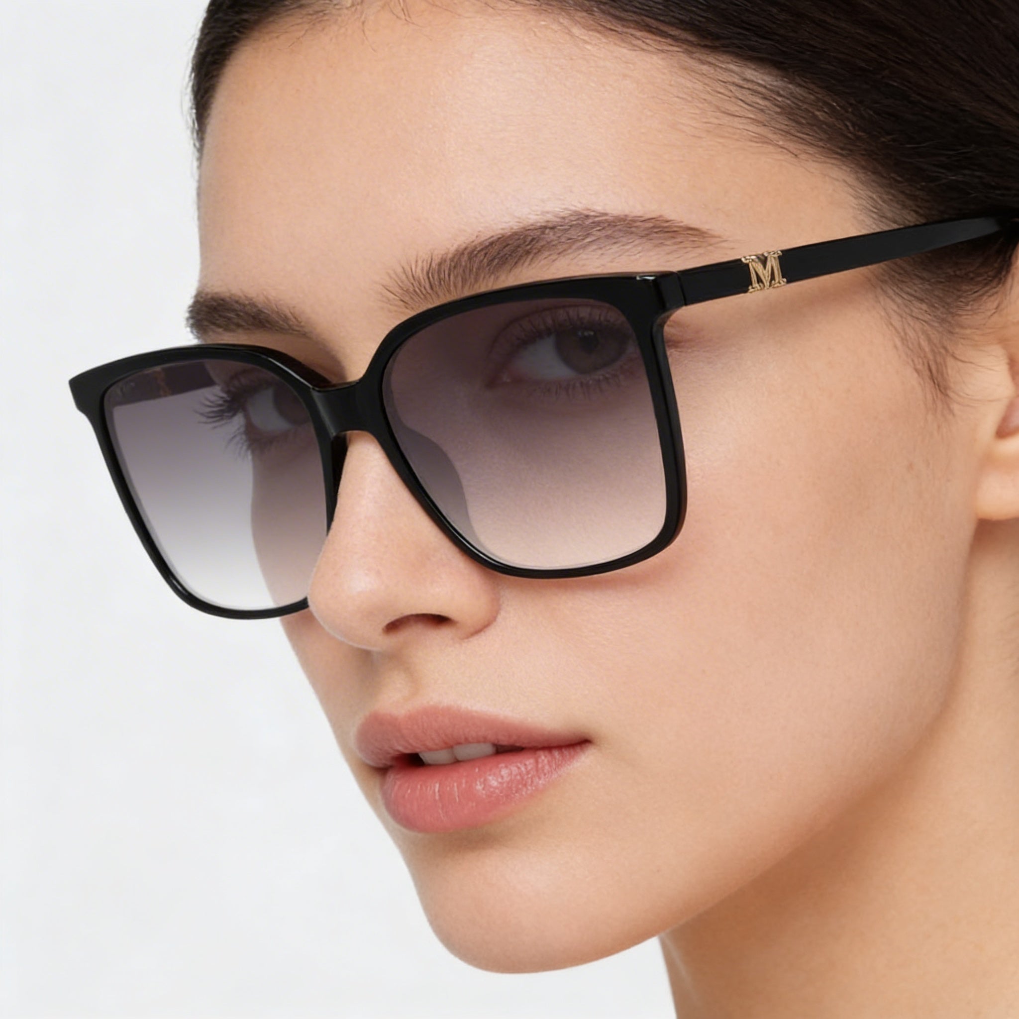 Gafas de sol MaxMara Casual para mujer con montura de plástico, negro brillante/gris degradado, lentes ahumadas degradadas, protección UV, 57 mm, Photo 4