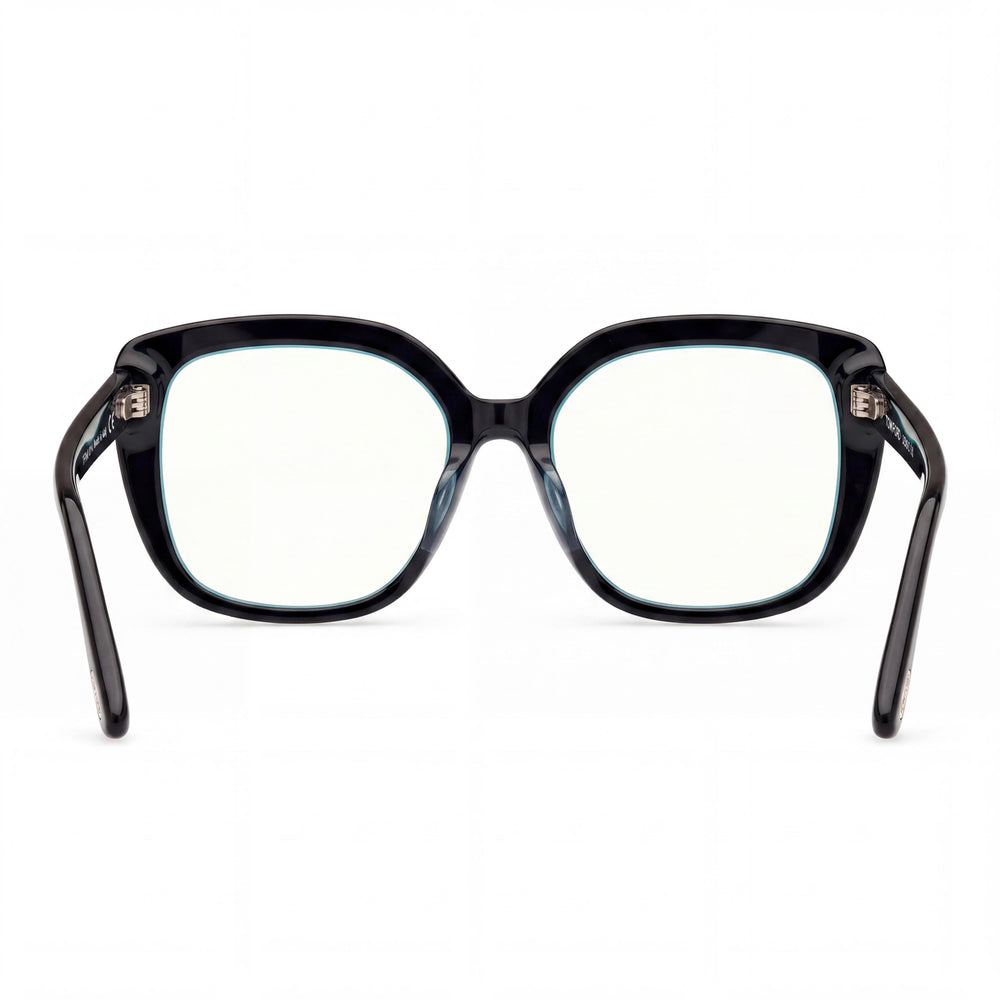 Marcolin FT6043-B Women's Shiny Black Blue Filter Plastic Frame, Black Non-Polarized Lenses 53mm