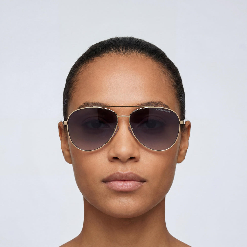 Gafas de sol Marc Jacobs Marc 760/S unisex con montura de metal, color oro negro con lentes degradadas gris oscuro de 60 mm