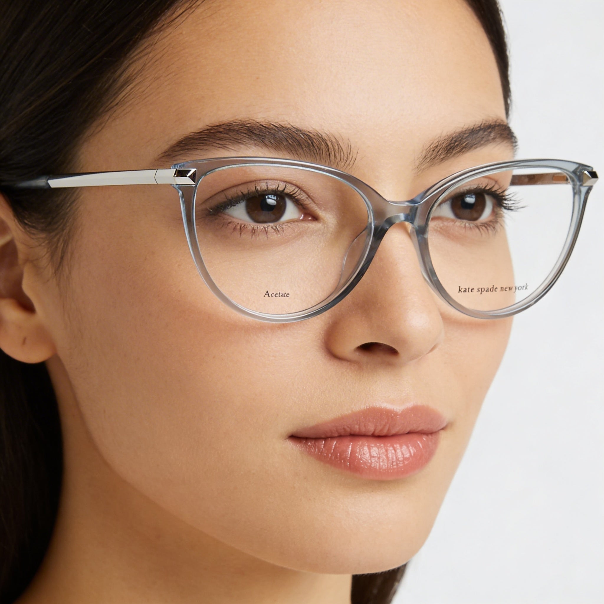 Kate Spade New York Modern Women's Transparent Blue Acetate Frame Cat Eye Full Rim Eyeglasses 54-16-140, Photo 4
