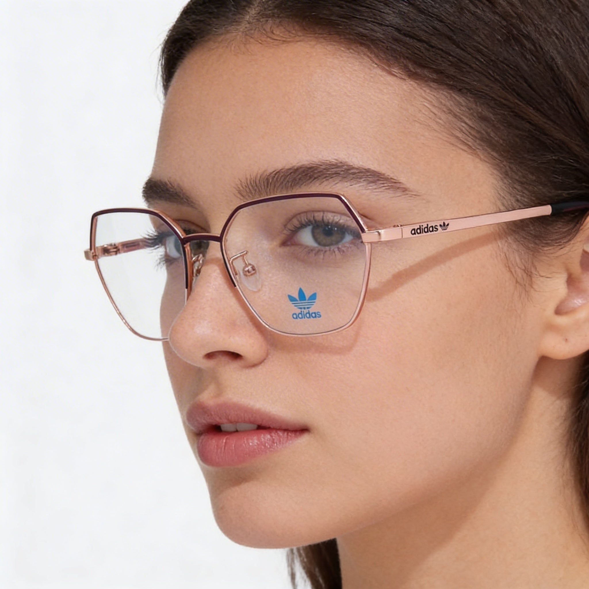 Gafas ópticas Adidas Originals modernas de montura metálica para mujer en oro rosa mate, lentes de policarbonato, tamaño 53-16-140, Photo 4